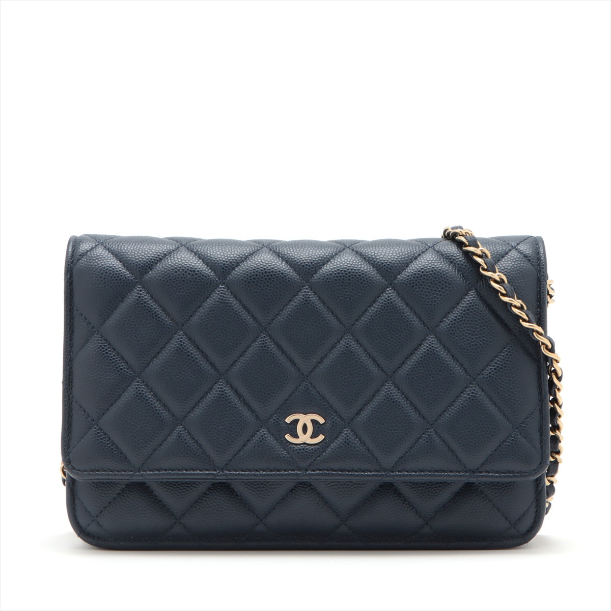 Chanel Caviar Wallet On Chain WOC Navy (microchipped)
