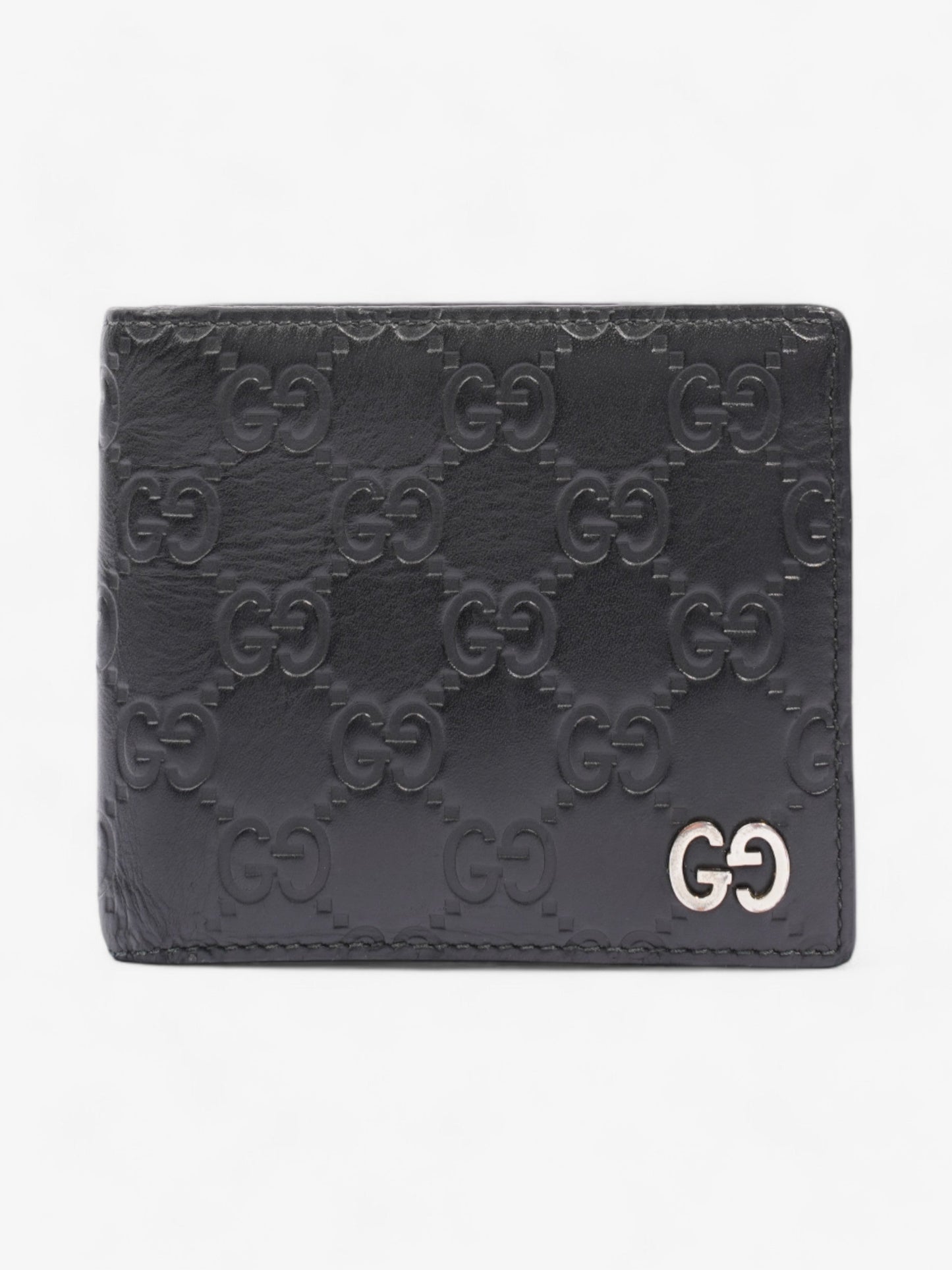 Gucci Guccissima Compact Wallet Black Leather