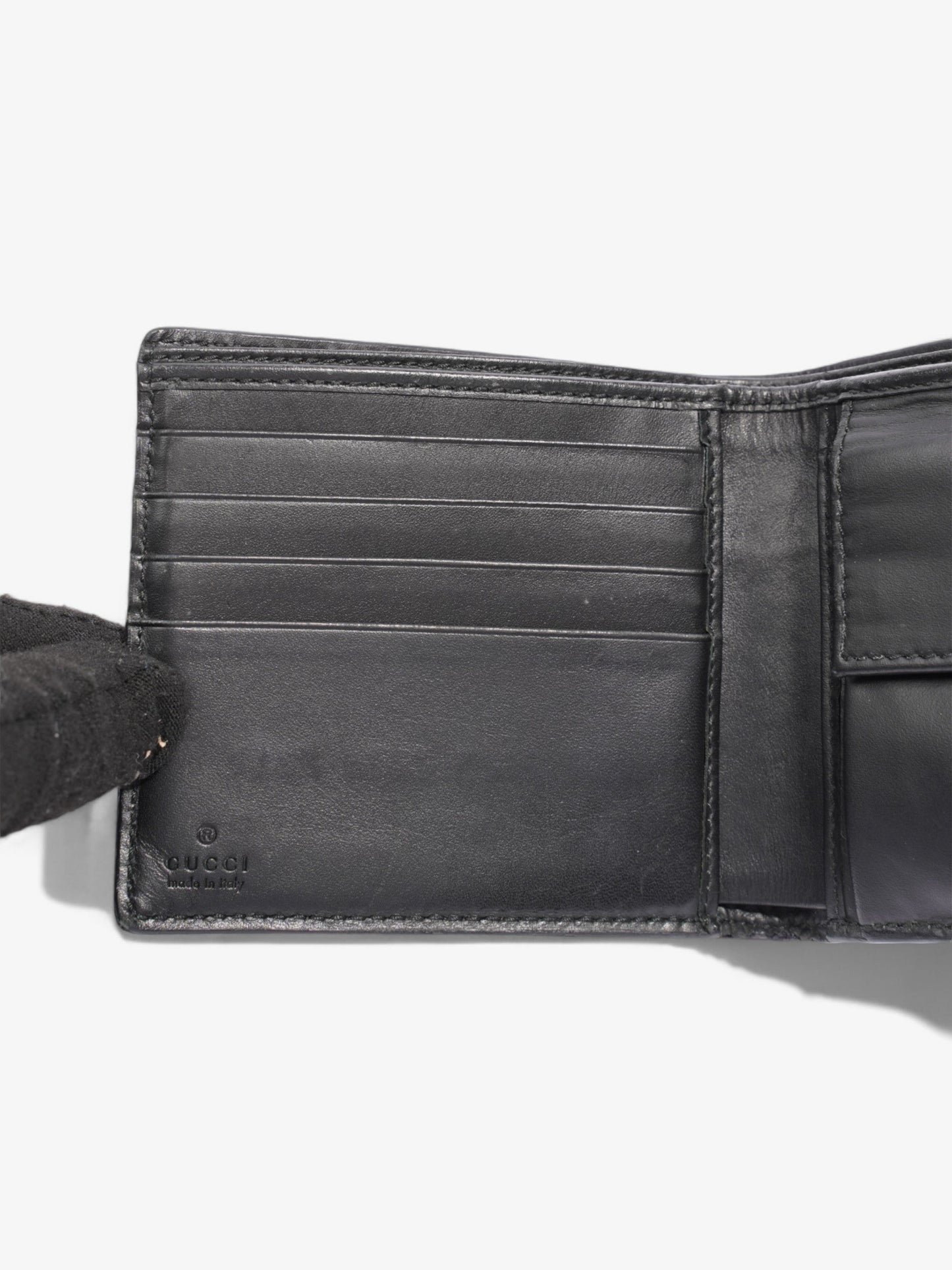 Gucci Guccissima Compact Wallet Black Leather