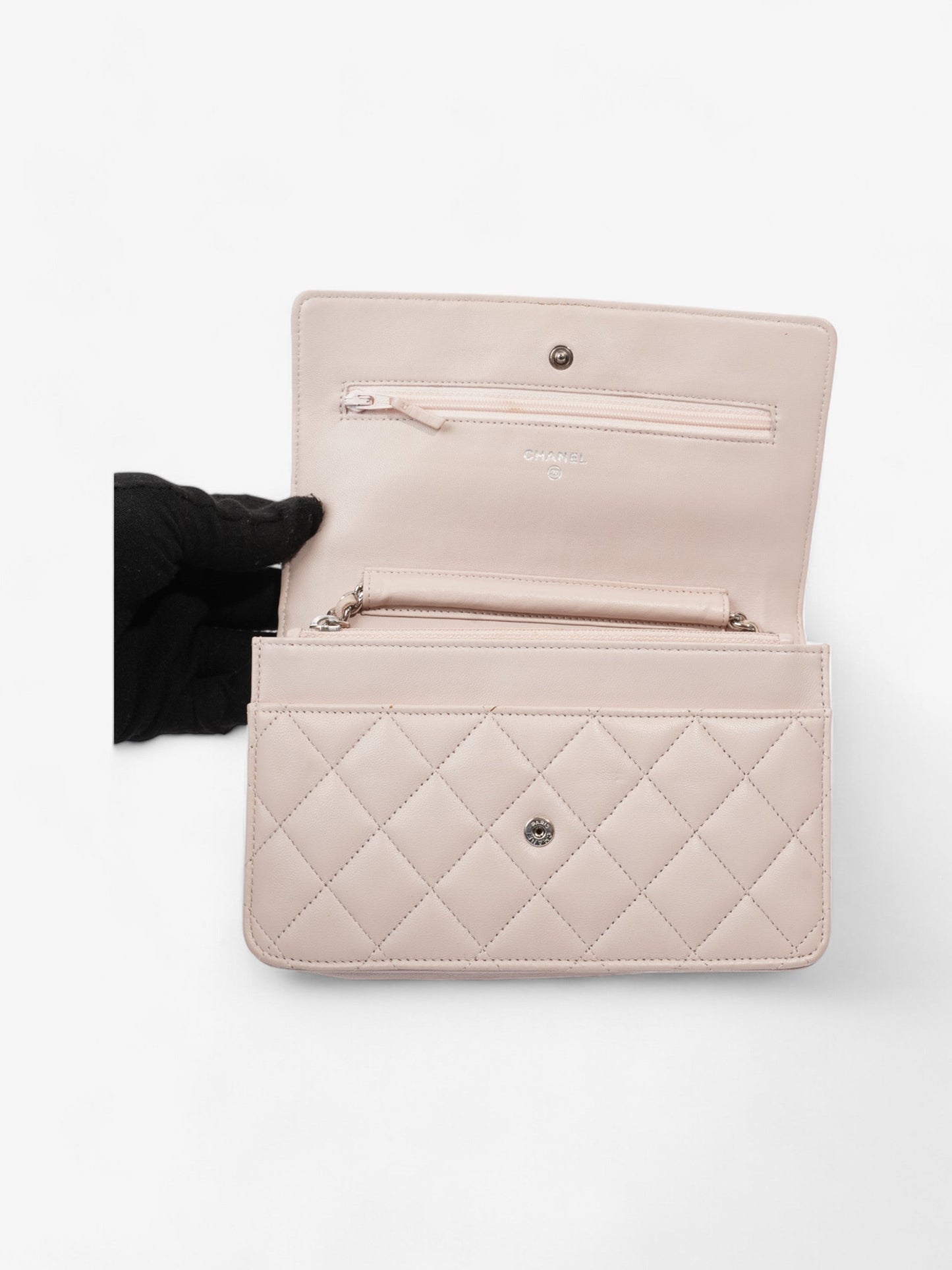 Chanel Classic Wallet On Chain Pale Pink Lambskin Leather