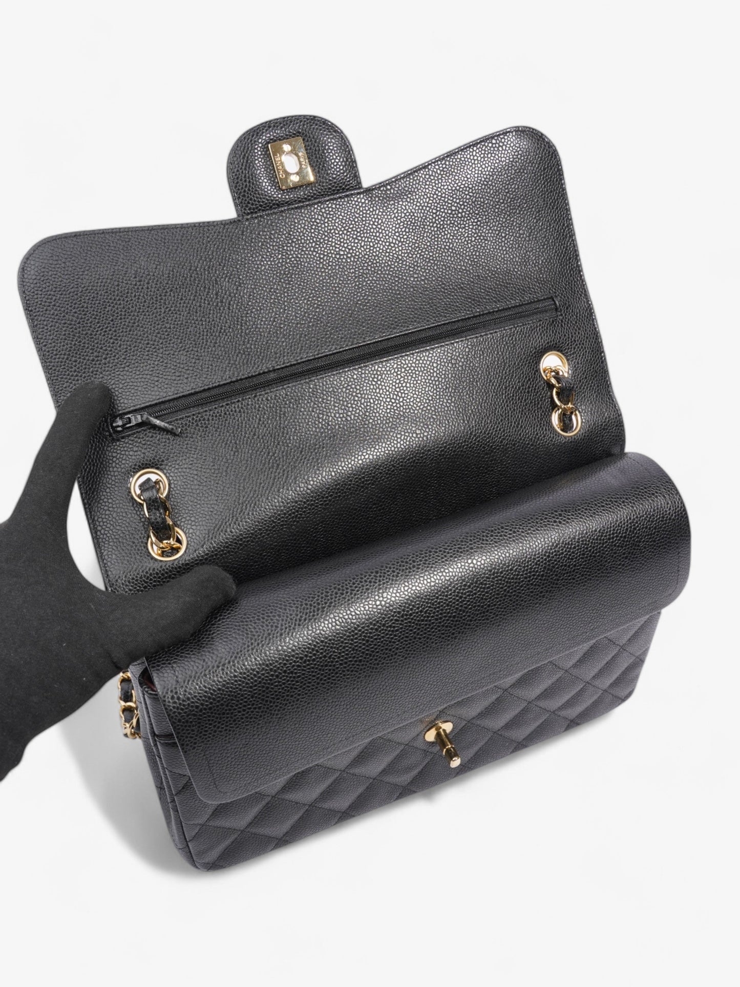 Chanel Classic Double Flap Black Caviar Leather Jumbo