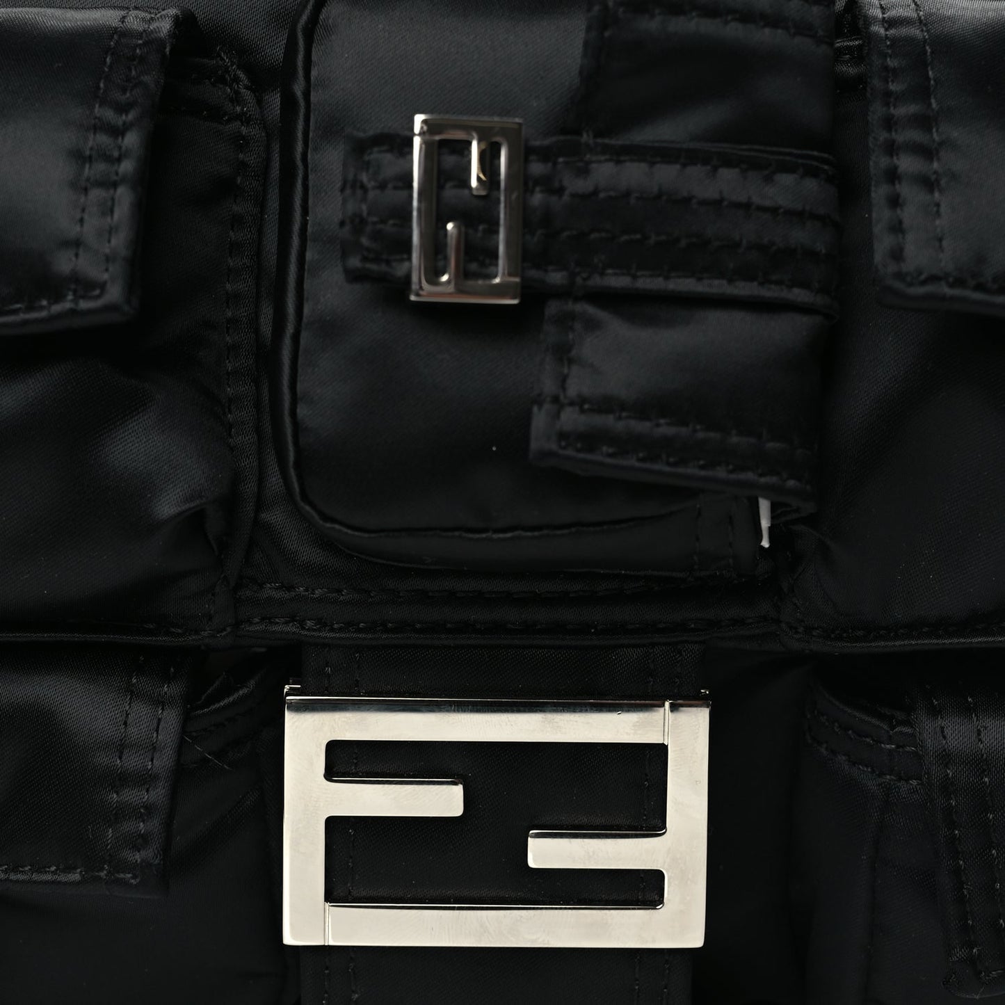 Fendi Econyl Cuoio Romano Multipocket Baguette Black