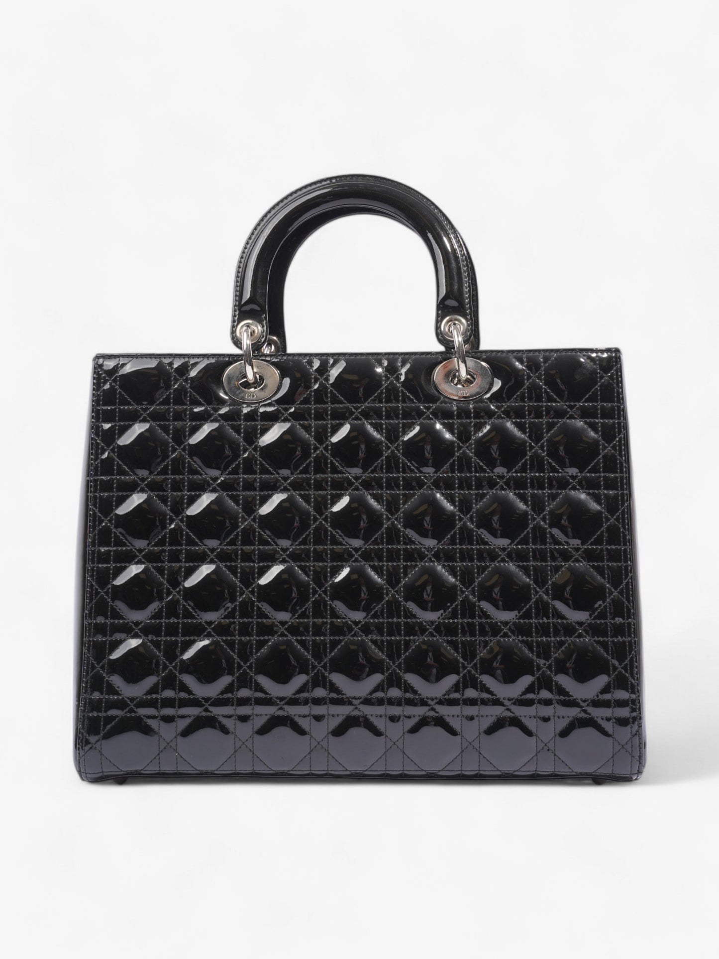 Christian Dior Lady Dior Black Patent Leather Large