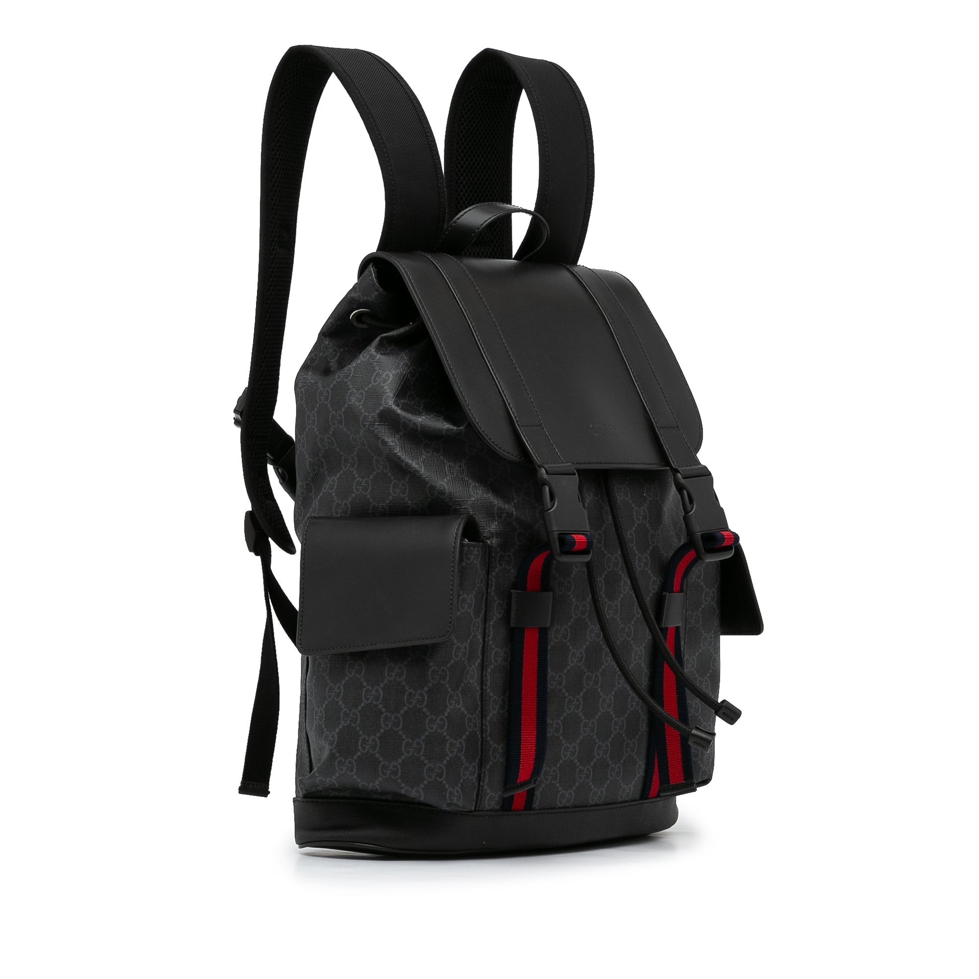 Gucci GG Supreme Black Leather Canvas Backpack
