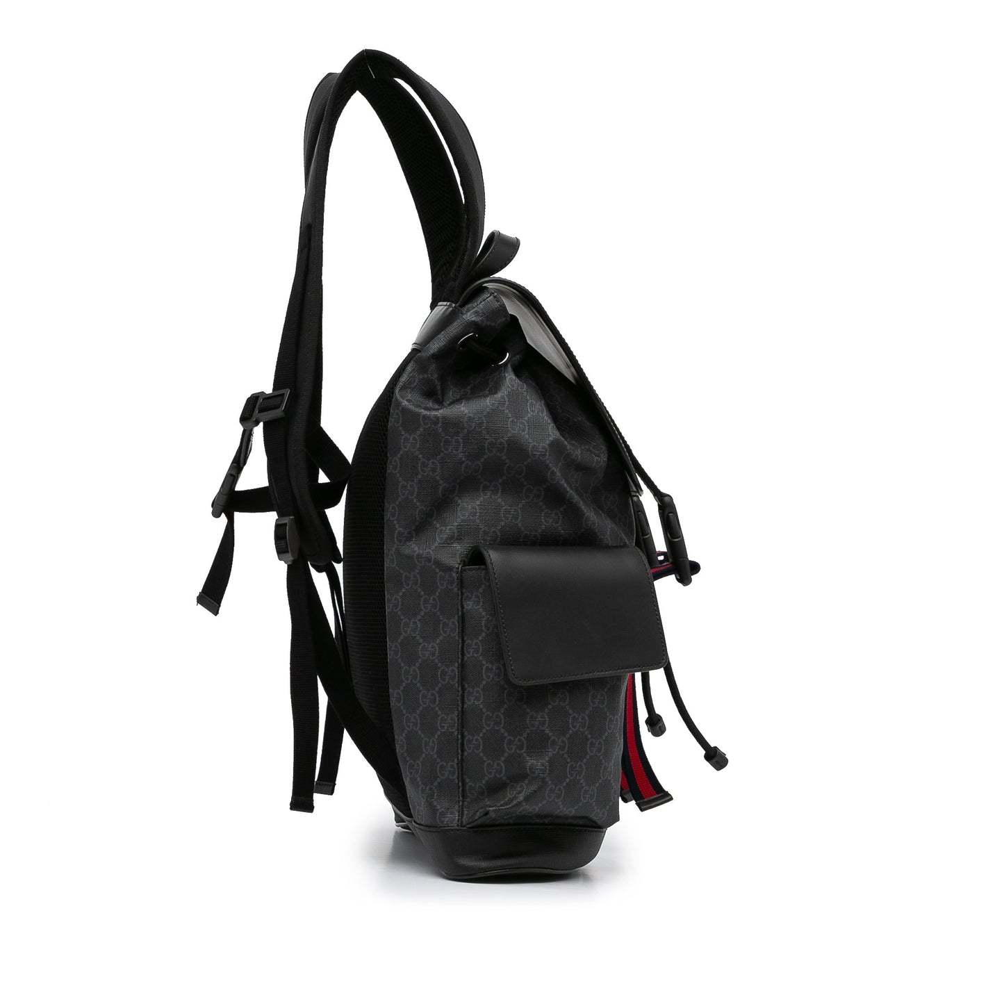 Gucci GG Supreme Black Leather Canvas Backpack