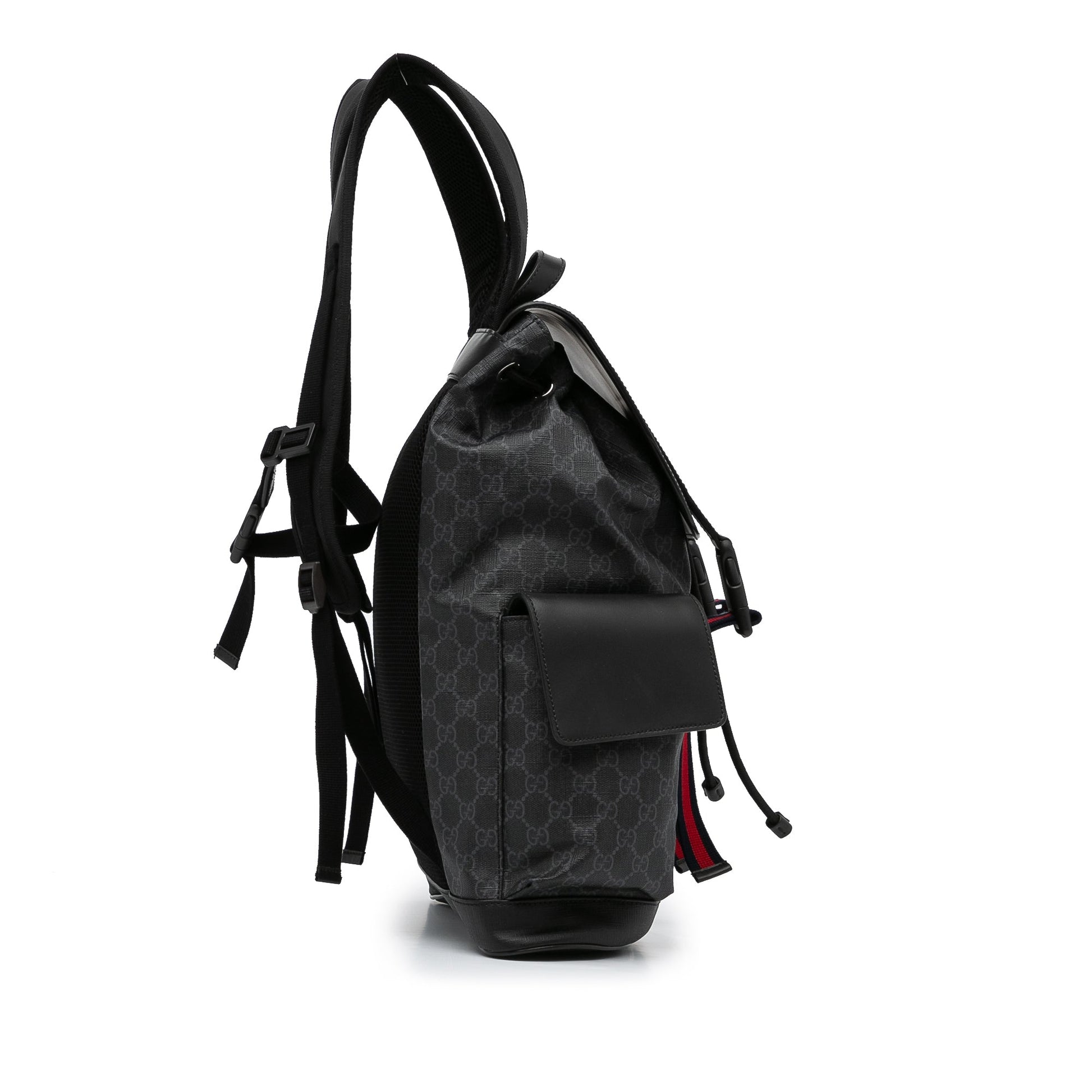 Gucci GG Supreme Black Leather Canvas Backpack