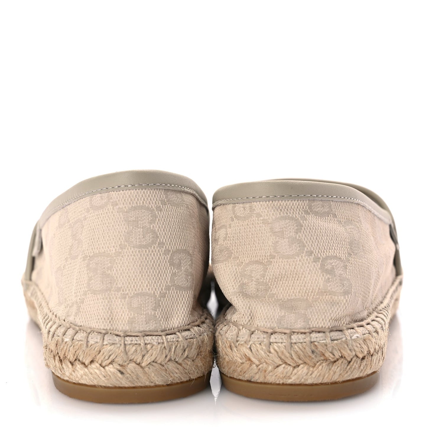 Gucci Washed Cotton Miro Soft Calfskin GG Monogram Espadrilles 38 White Mystic