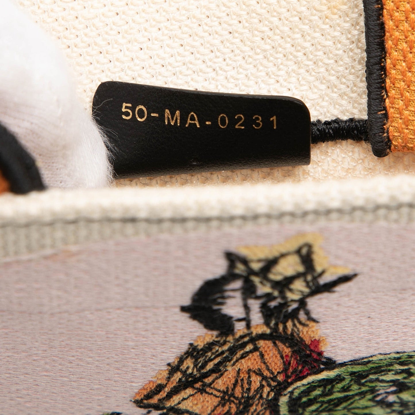 White Dior Embroidered Canvas Princess and Dragon Vertical Book Tote