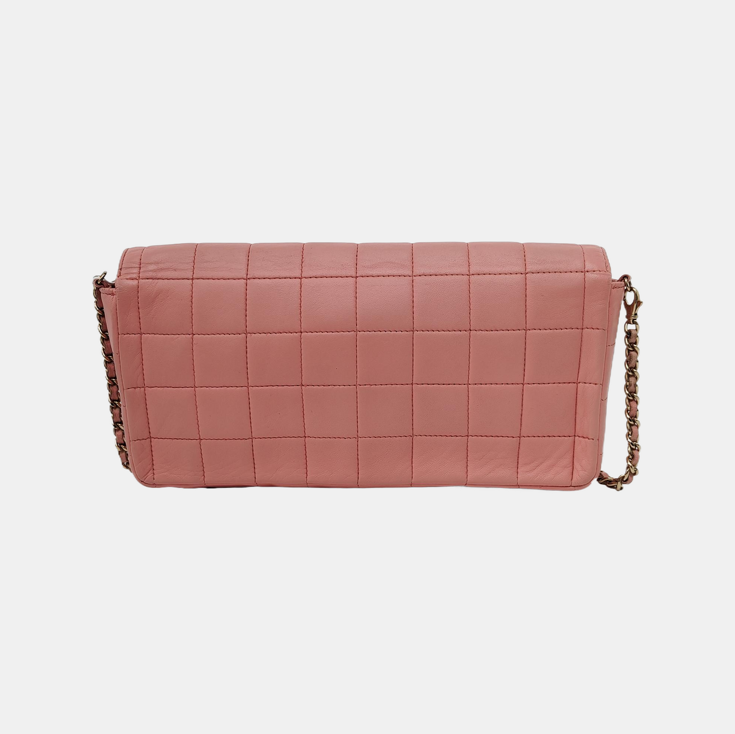Chanel East West Chocolate Bar Light Pink Leather Gold Hardware Vintage