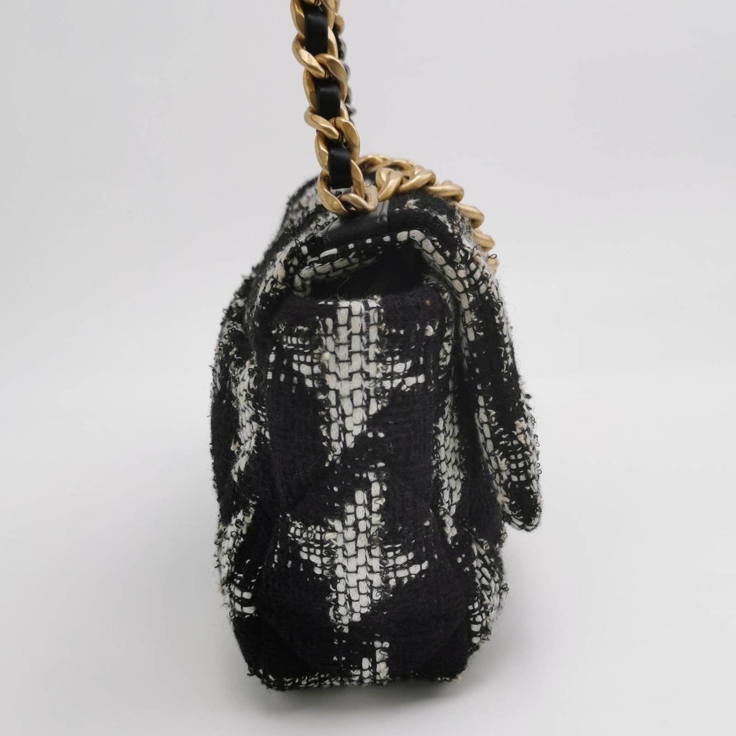 Chanel 19 Bag 2021 Small Black White Checkered Tweed Bag