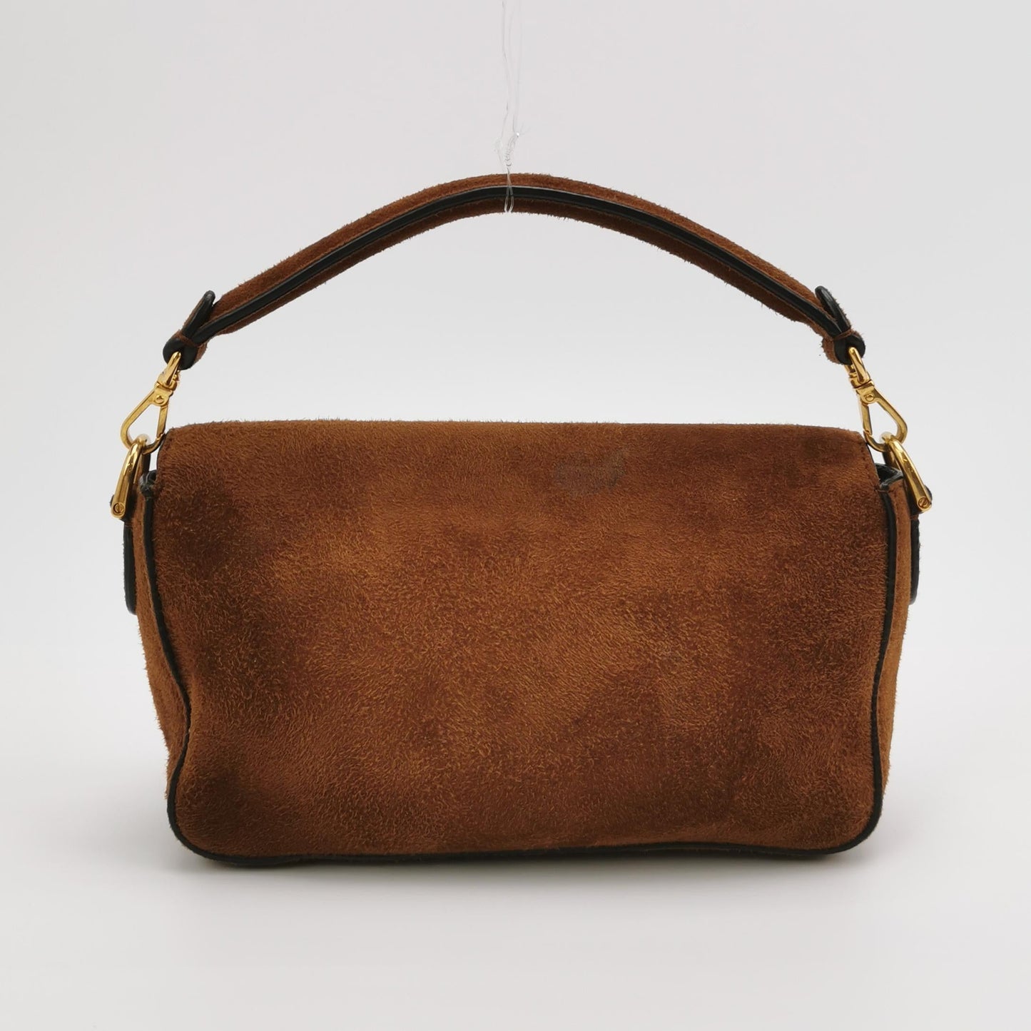 Fendi Baguette Mini Brown Suede Gold Hardware Crossbody Bag