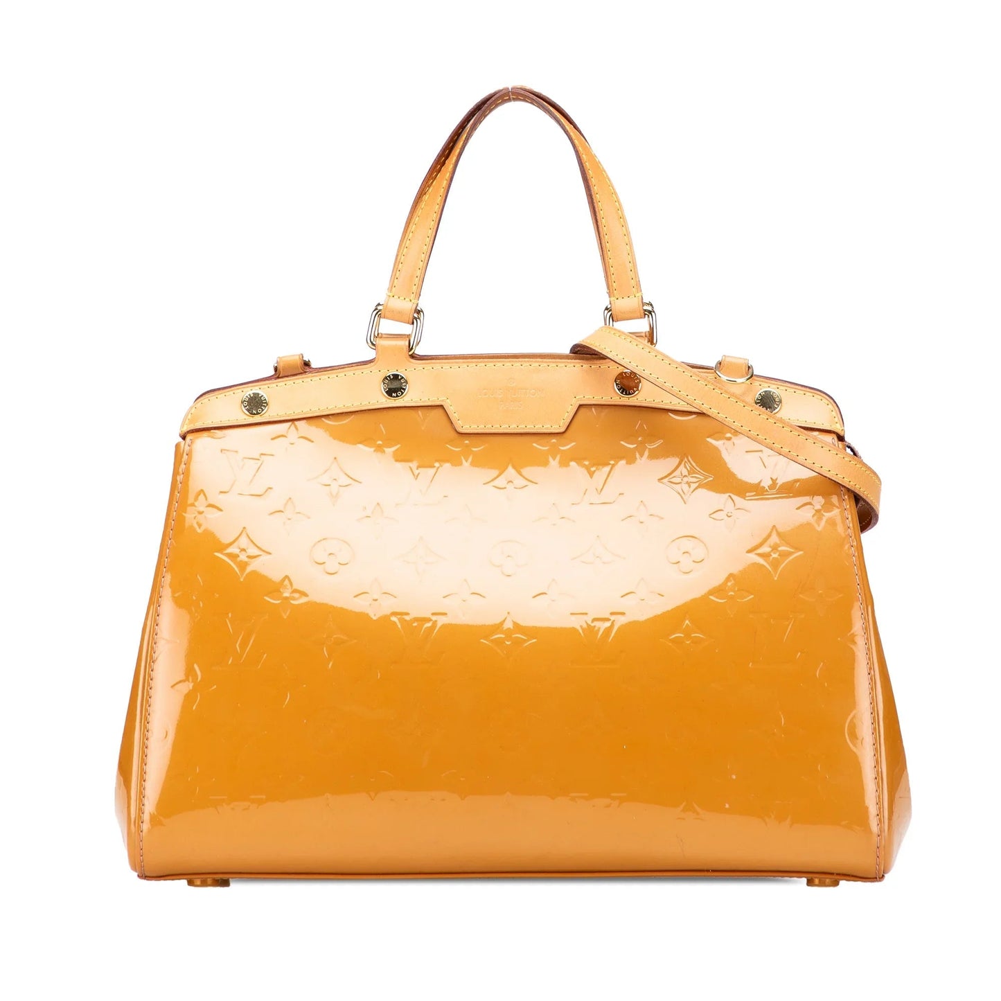 Orange Louis Vuitton Monogram Vernis Brea MM Satchel