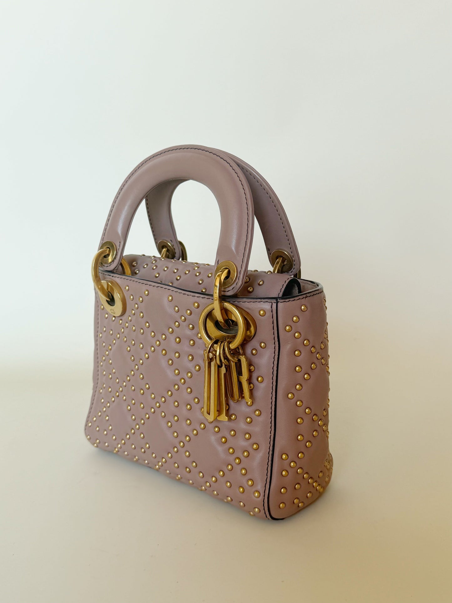 Christian Dior Calfskin Cannage Studded Supple Lady Dior