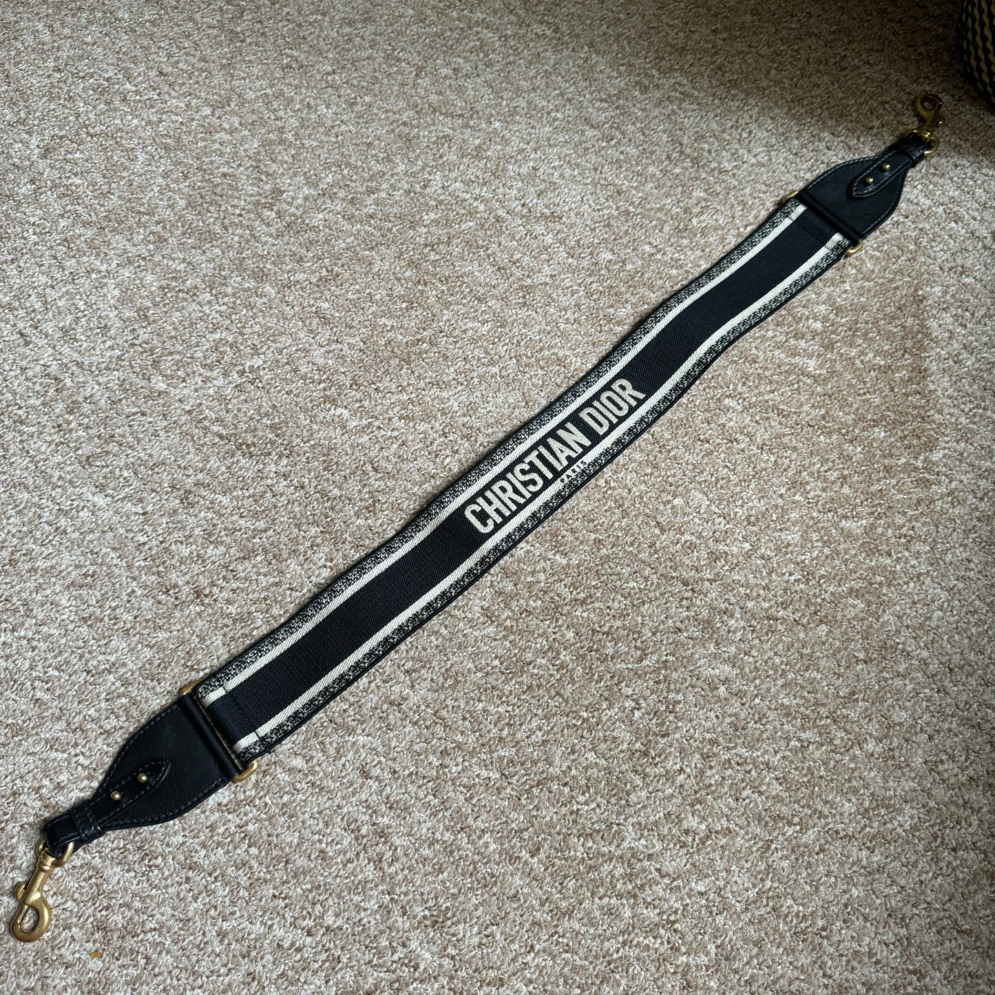 Dior Saddle Strap black canvas with Dior Logo