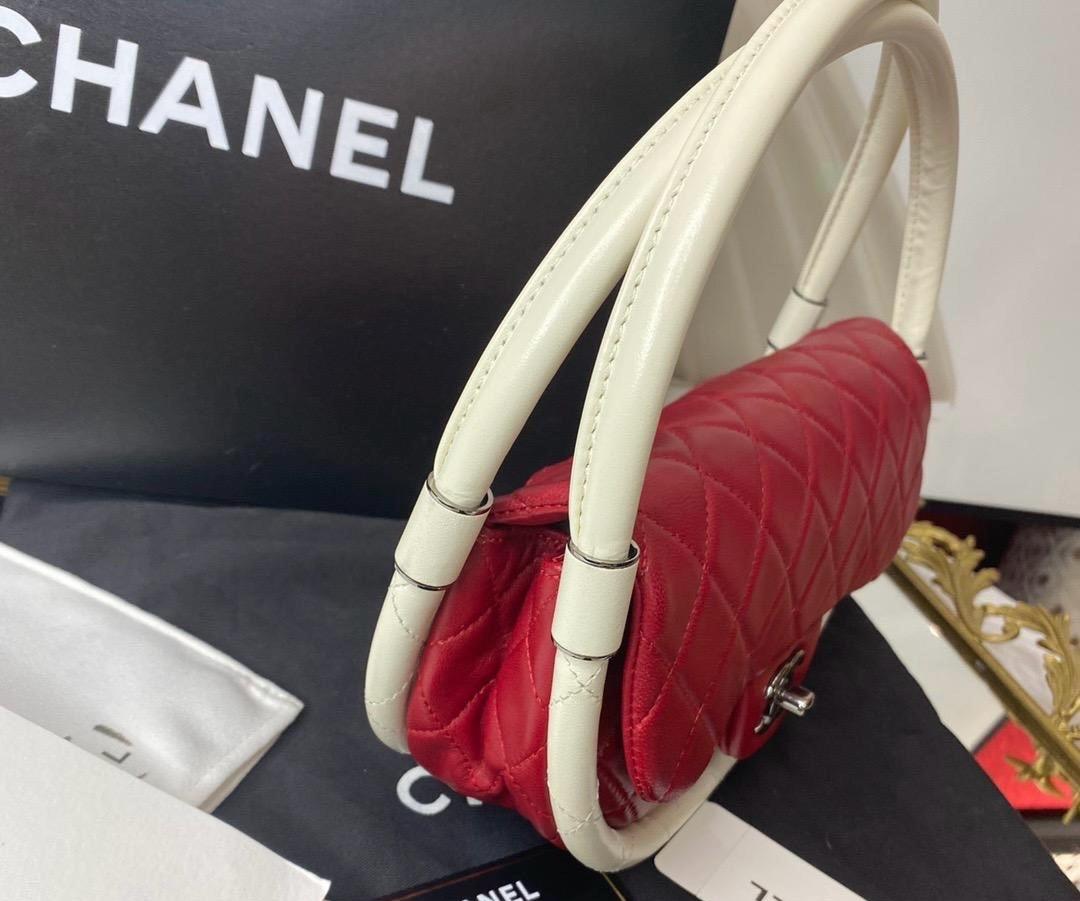 Chanel Red Lambskin Hula Hoop Handbag
