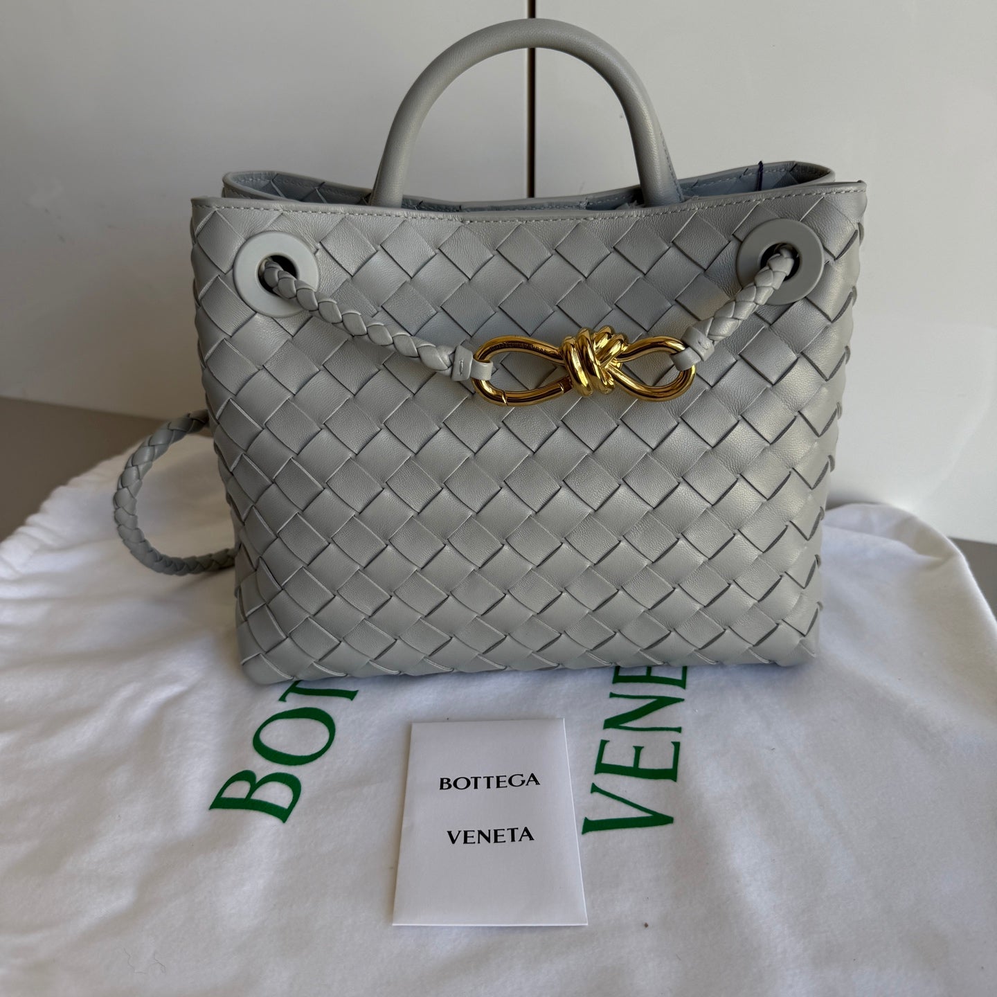 Bottega Veneta Small Andiamo Grey Handbag