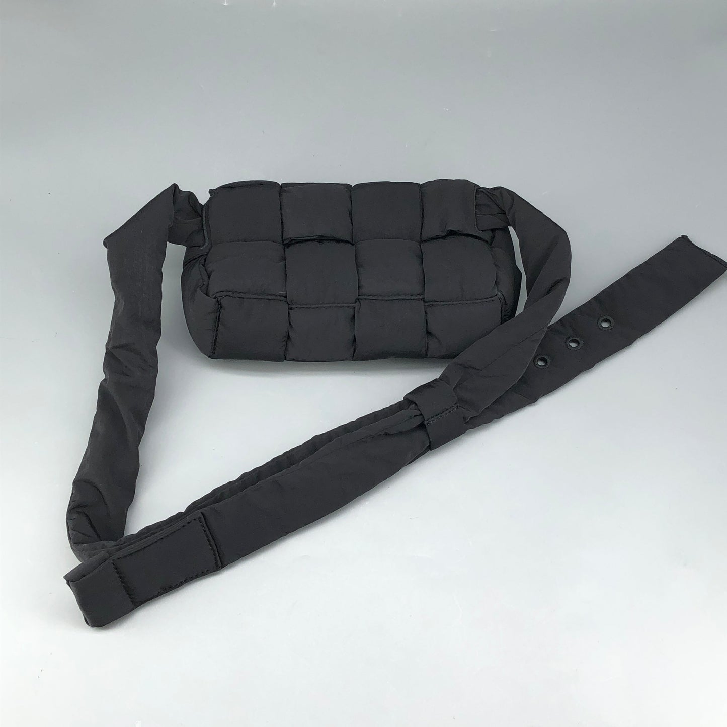 Bottega Veneta Intrecciato Padded Tech Cassette Mini Belt Bag Black