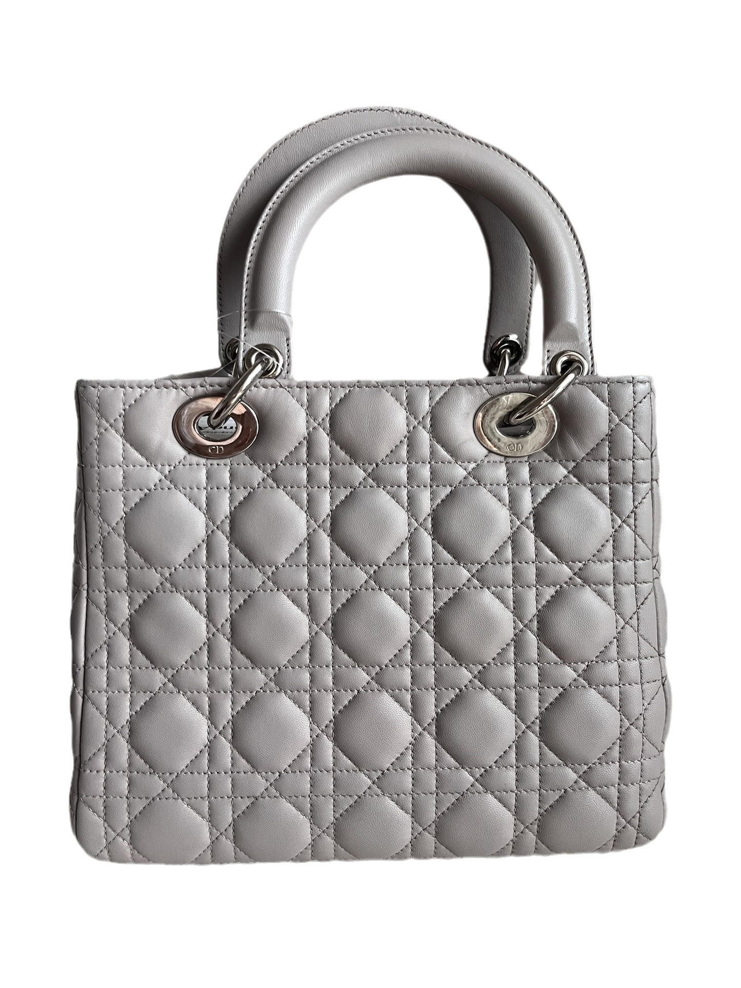 Lady Dior Grey Cannage Leather Medium no strap