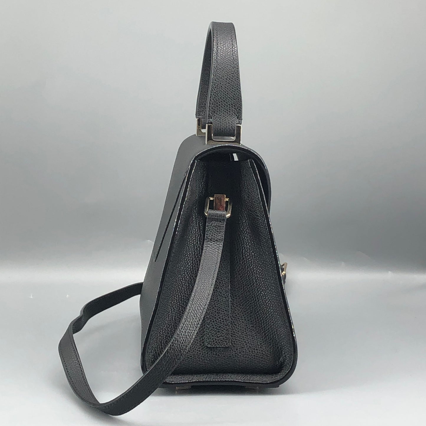 Valextra Iside Black Grained Calfskin Handbag