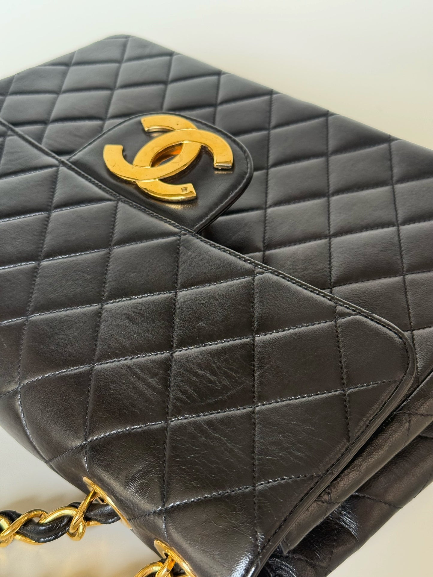 Chanel  Quilted Lambskin Classic Single Flap Bag Jumbo Black