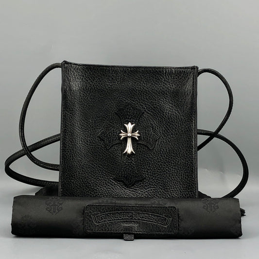 Chrome Hearts Cross Logo Leather Crossbody Bag Black