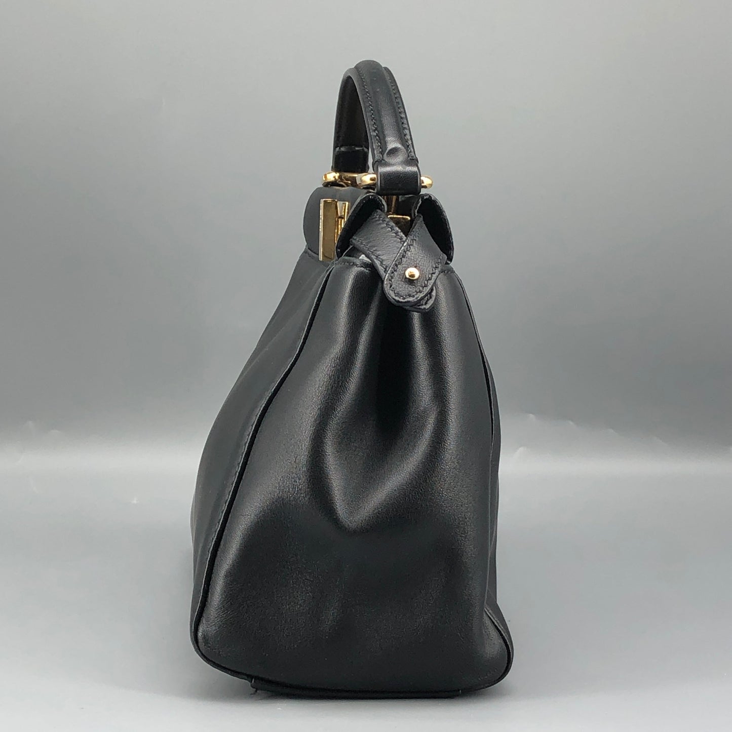 Fendi Mini Black Smooth Leather Peekaboo Handbag