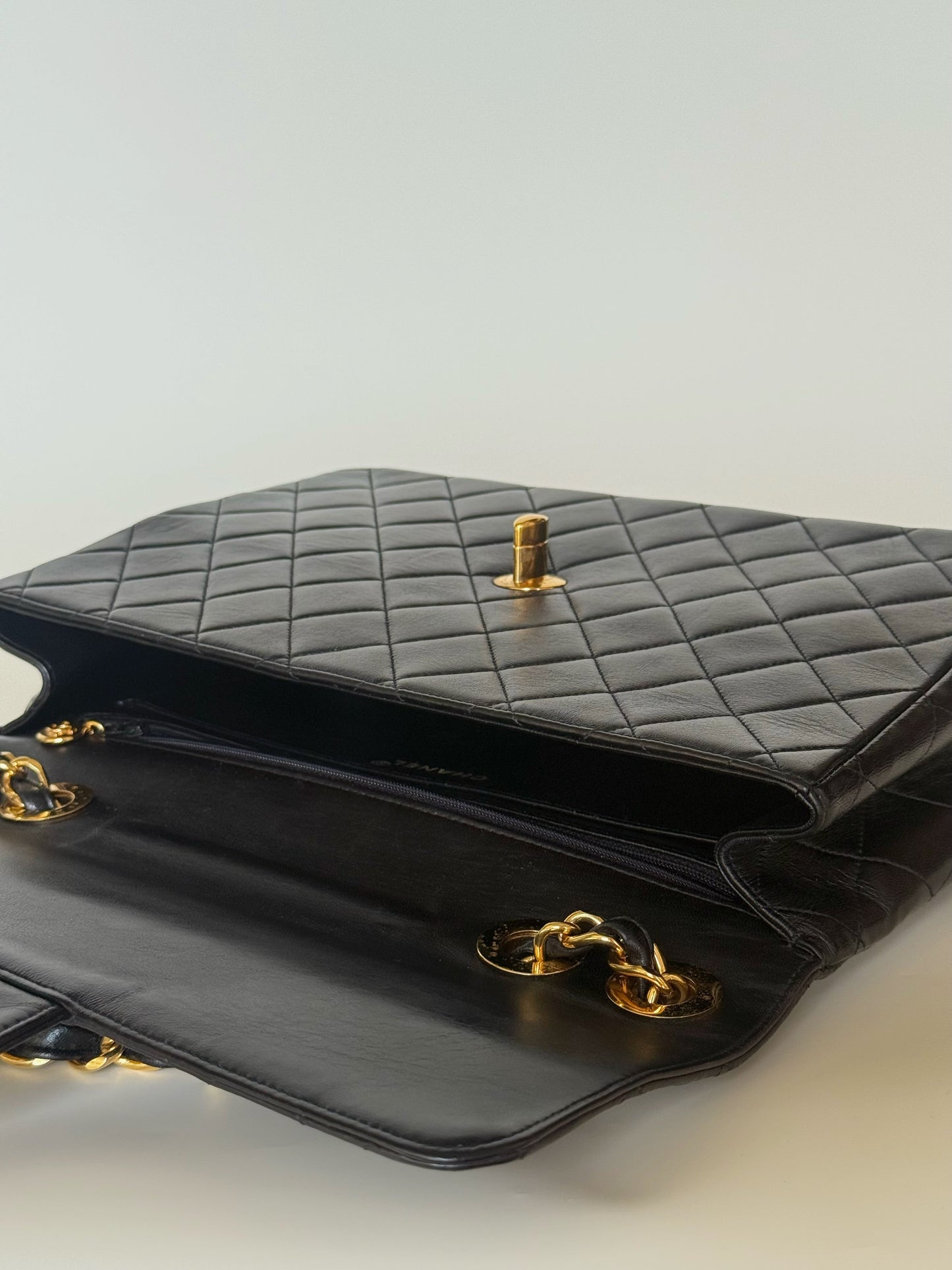 Chanel  Quilted Lambskin Classic Single Flap Bag Jumbo Black