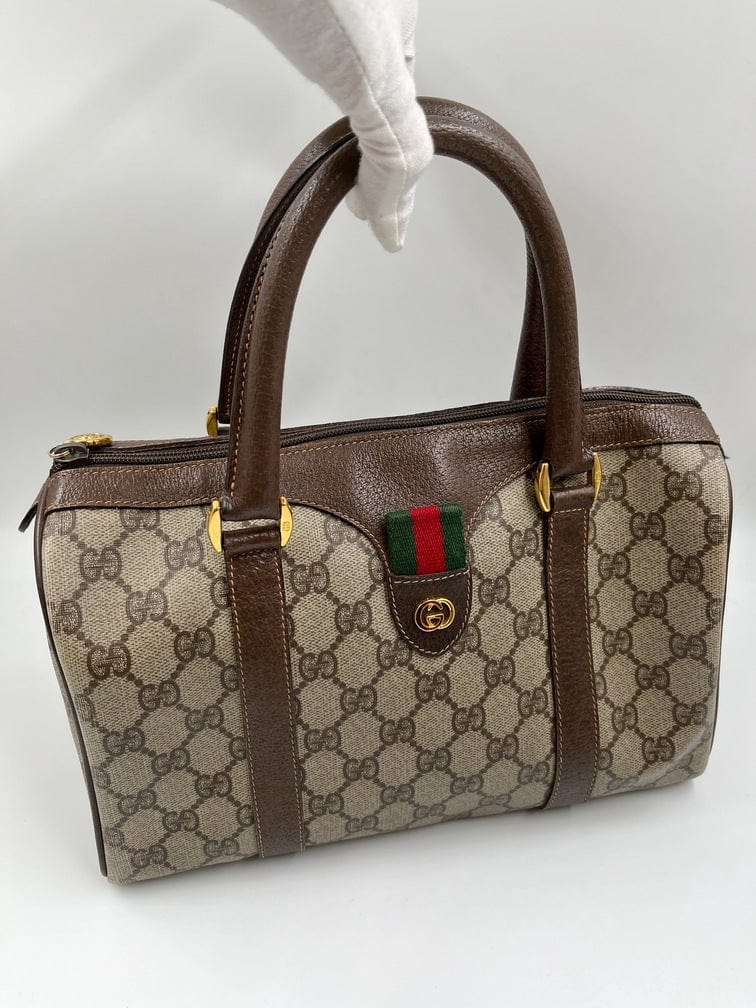 Gucci Boston Leather Canvas Shoulder Bag Style 2