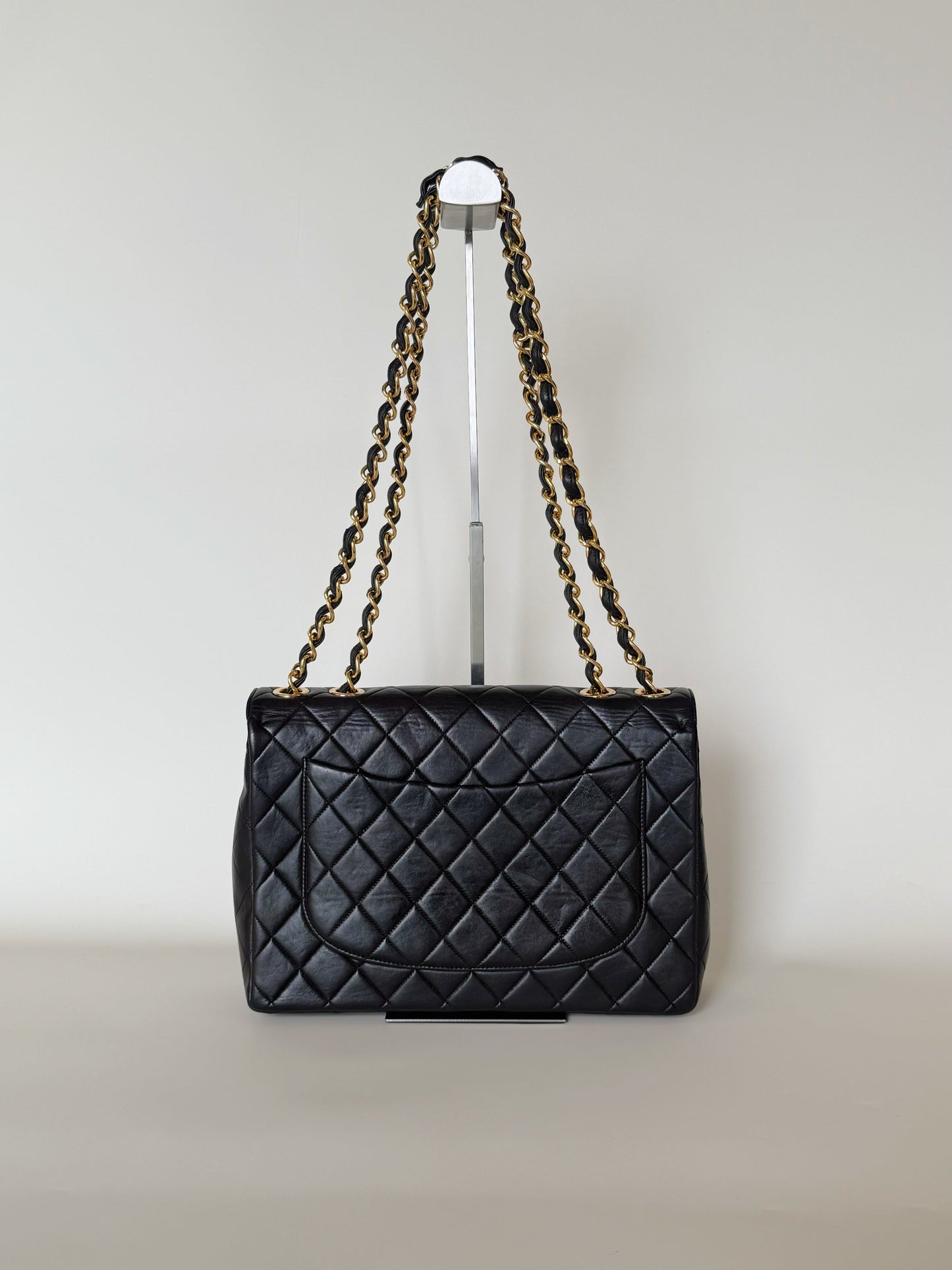 Chanel  Quilted Lambskin Classic Single Flap Bag Jumbo Black