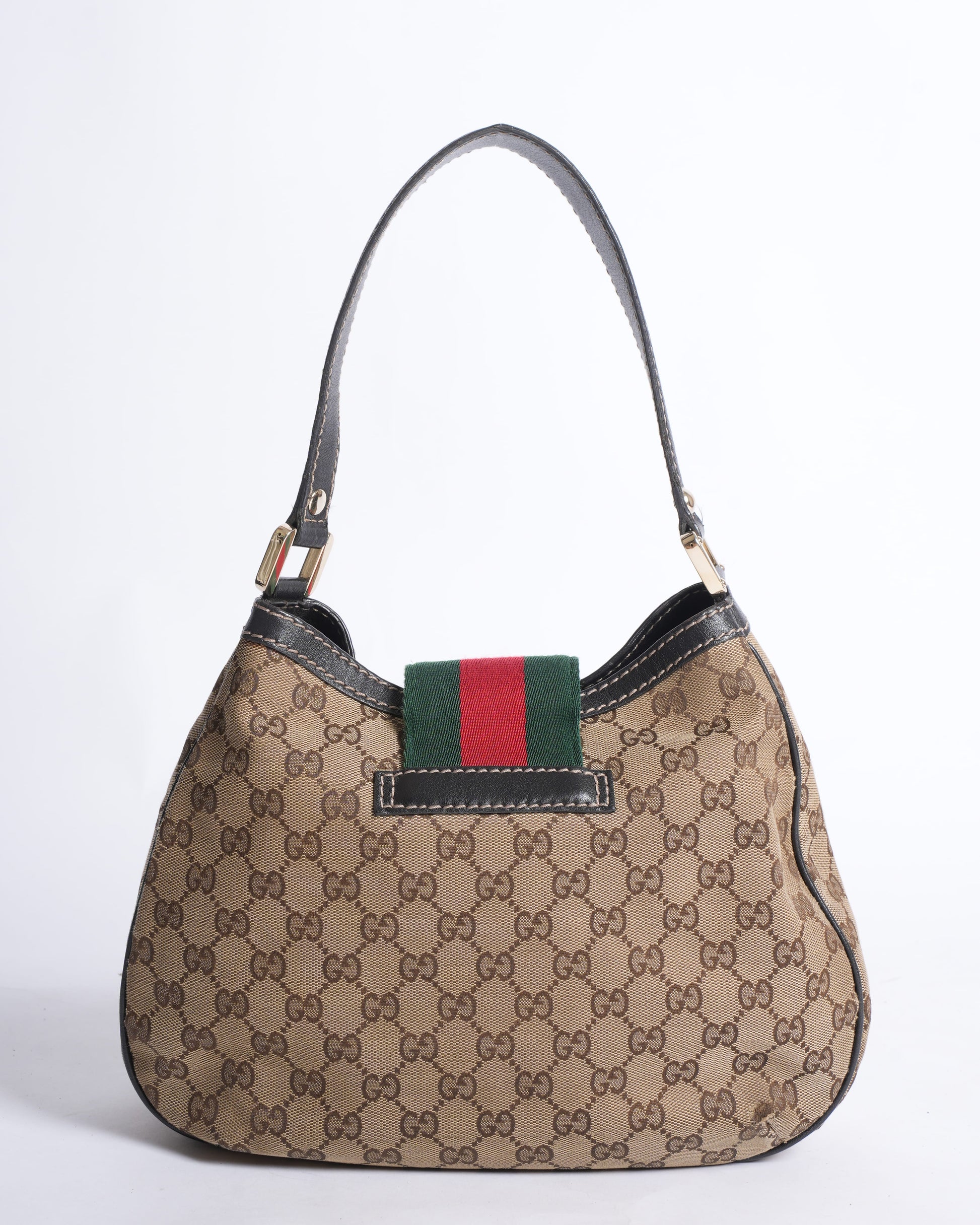 Gucci Lou Monogram Leather Canvas Shoulder Bag