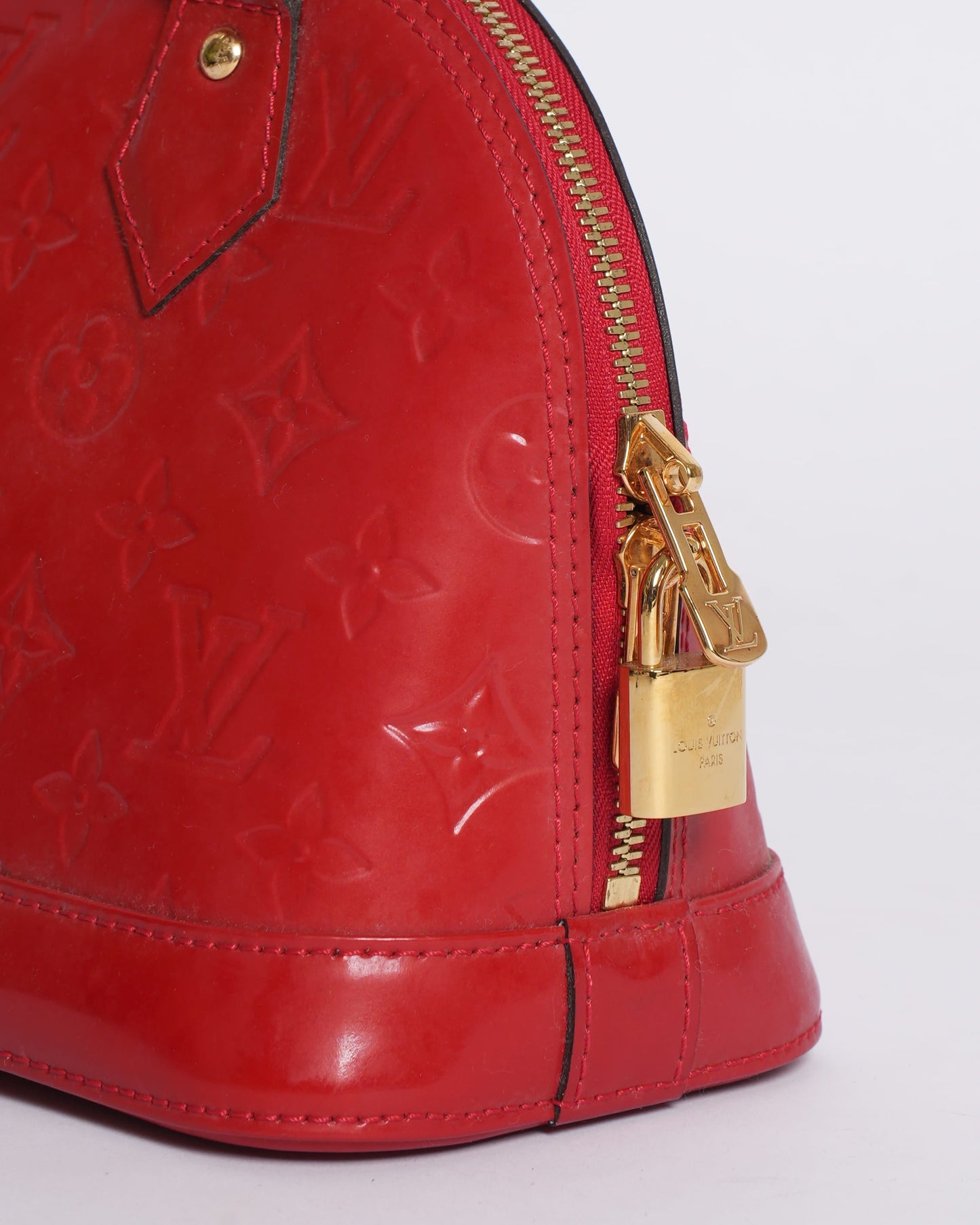 Louis Vuitton Red Monogram Vernis Alma Top Handle Bag