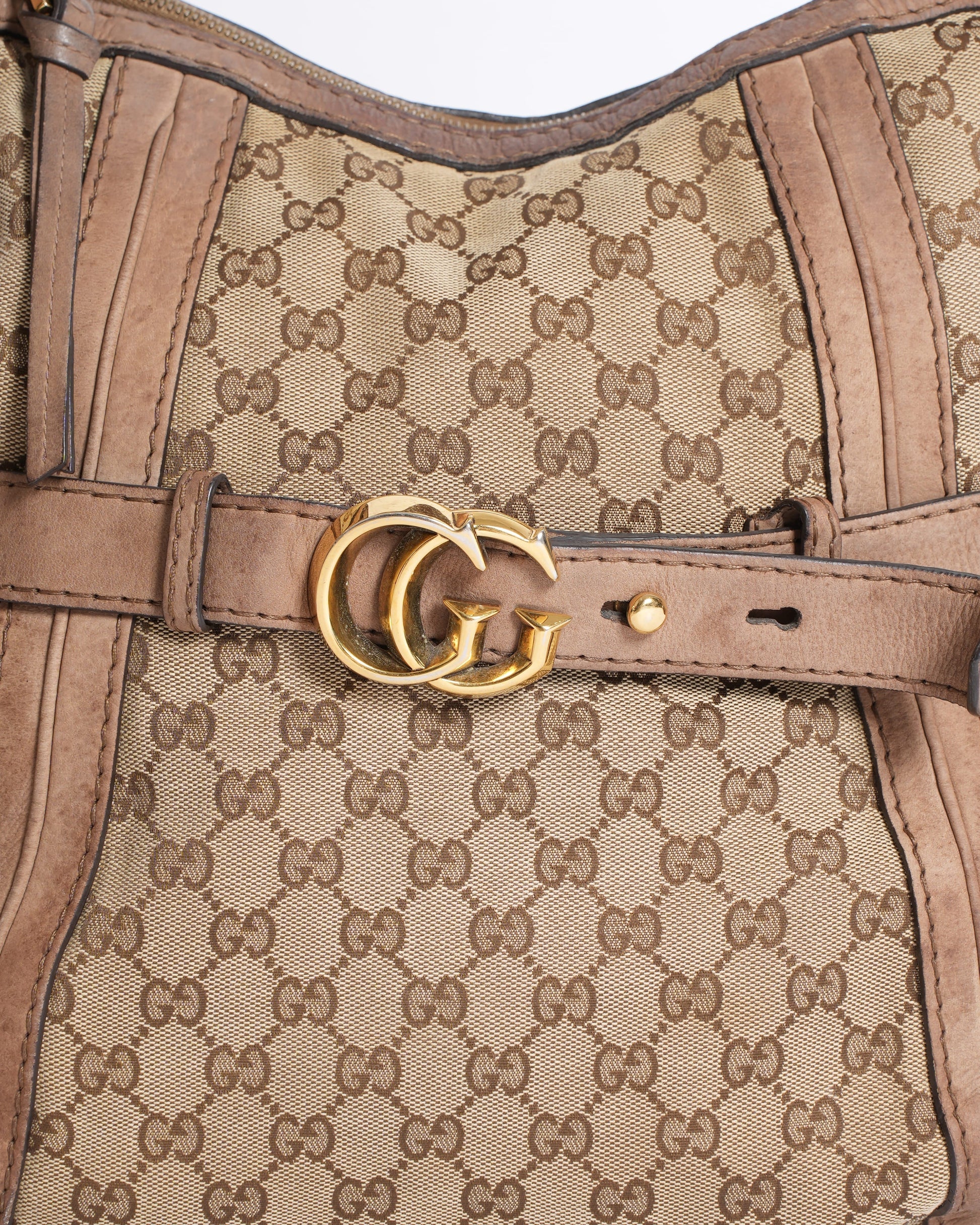 Gucci Monogram Leather Canvas Shoulder Bag