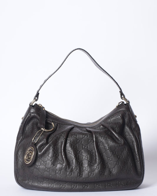 Gucci Lou Leather Canvas Shoulder Bag