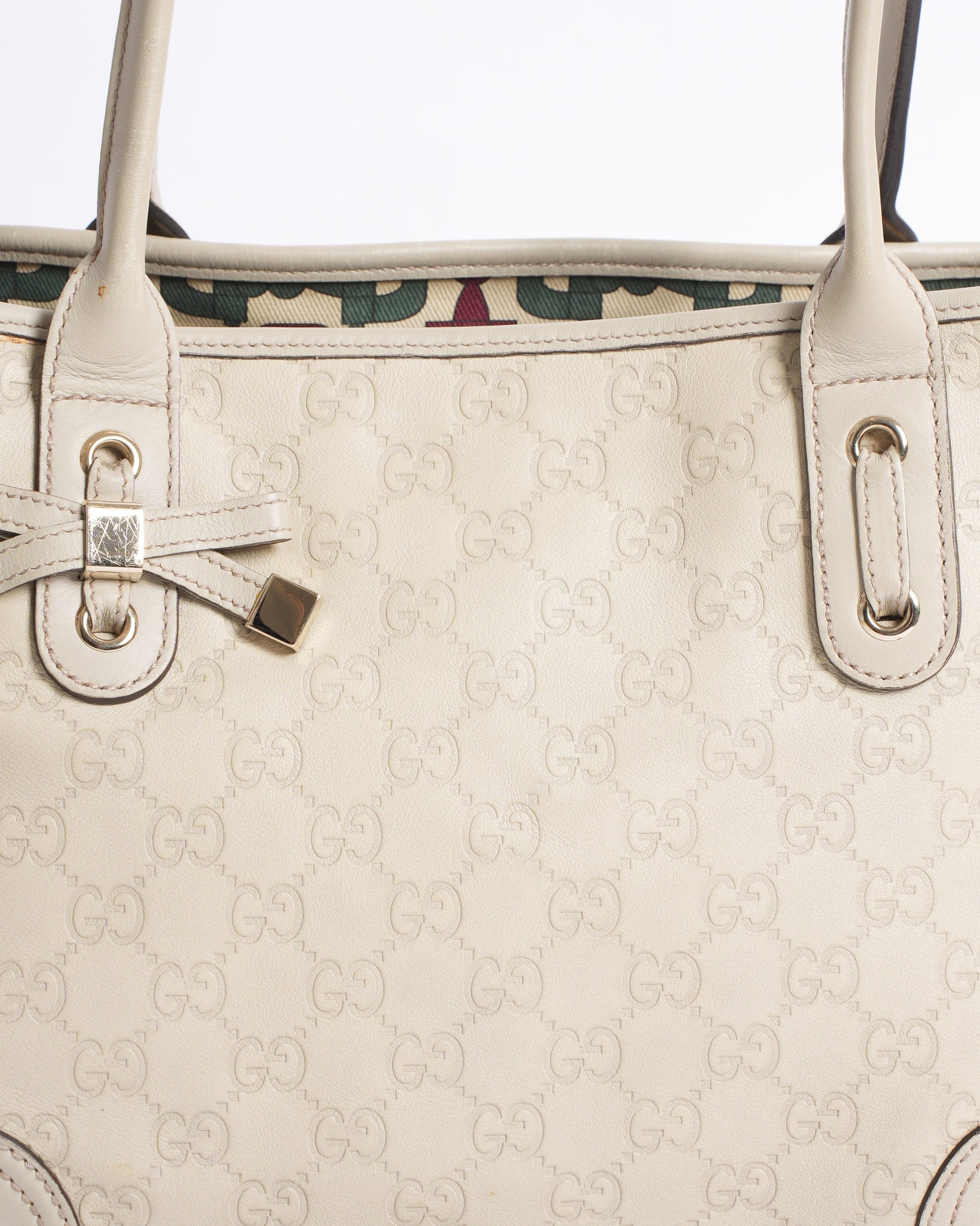 Gucci Monogram Leather Top Handle Tote