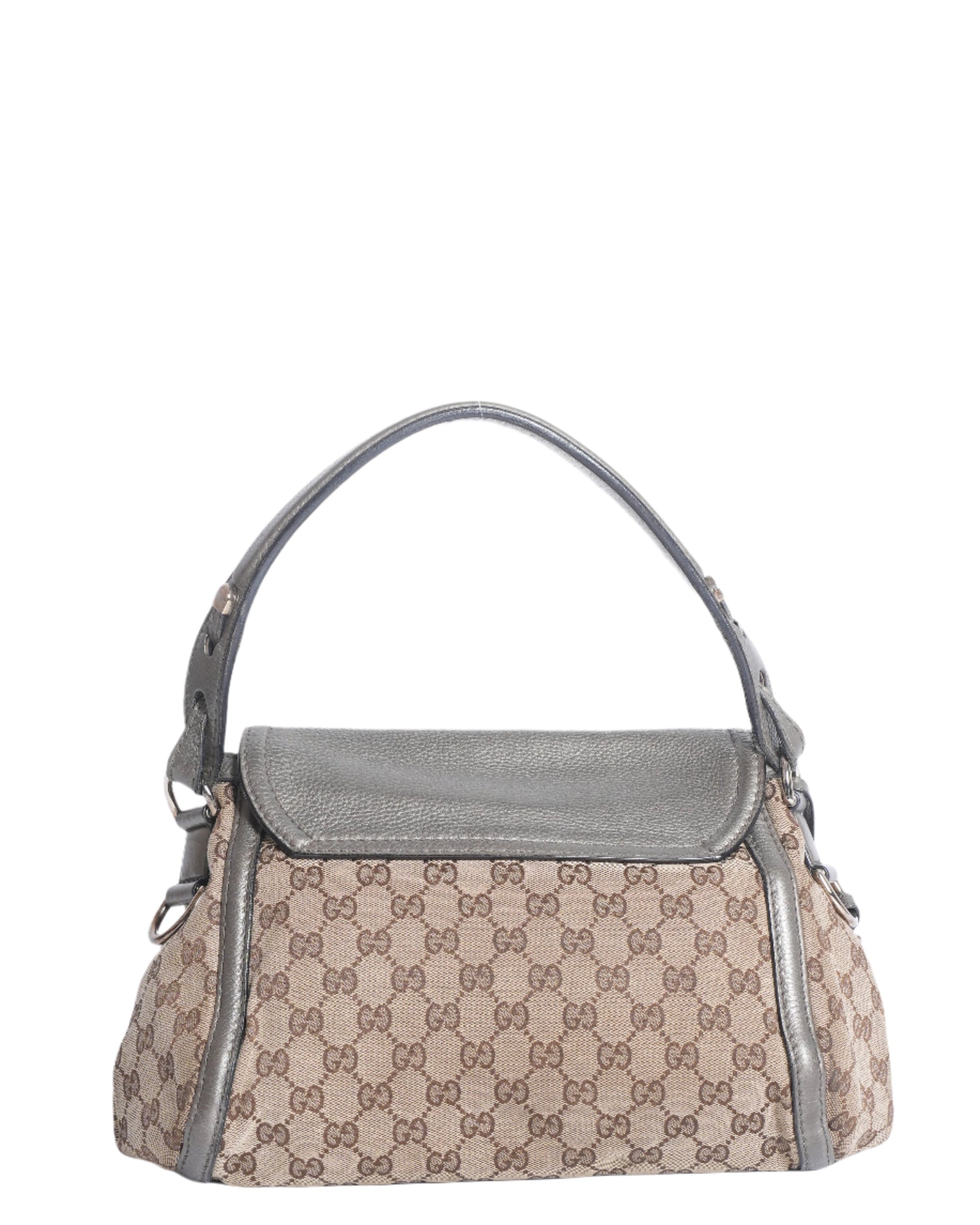 Gucci Lou Monogram Leather Canvas Shoulder Bag