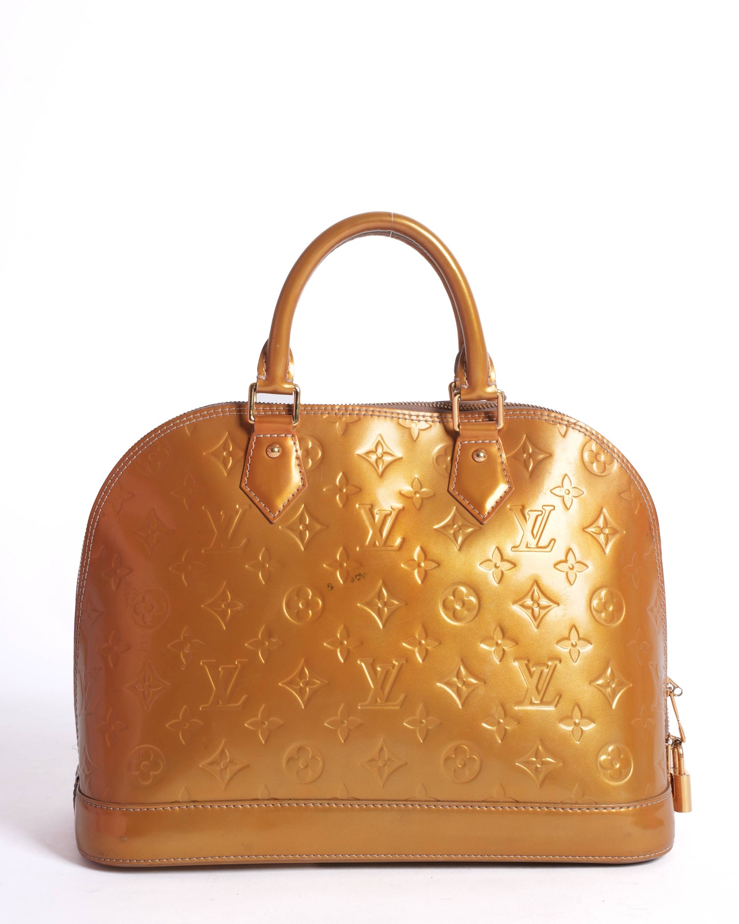 Louis Vuitton Monogram Vernis Alma Jaune Passion Yellow Handbag Enamel