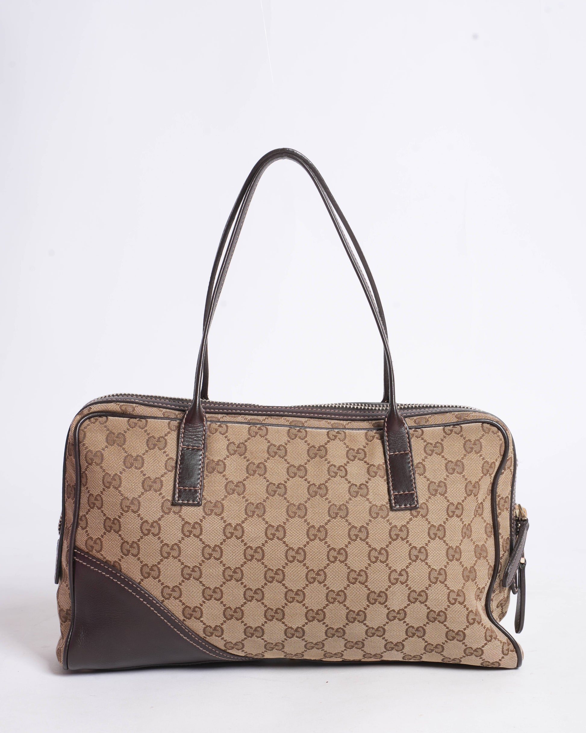 Gucci Monogram Leather Canvas Shoulder Bag