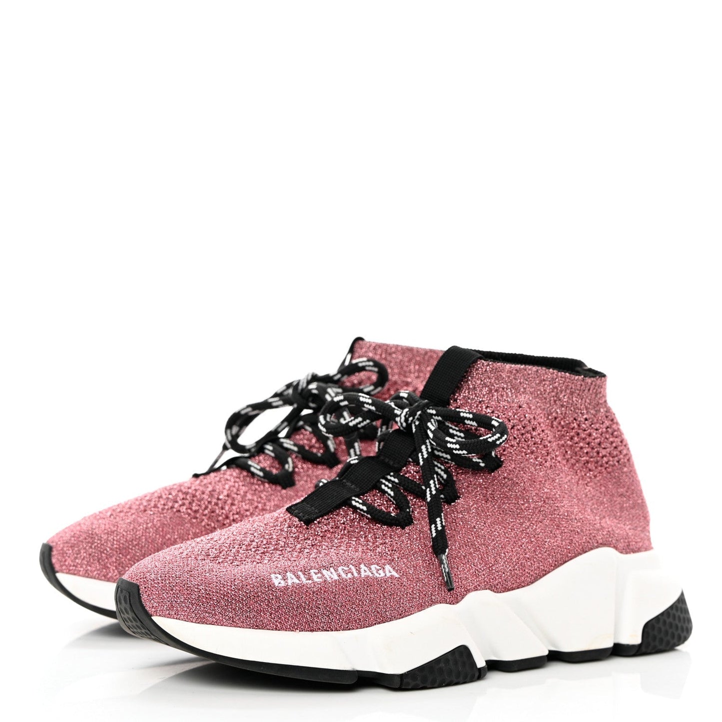BALENCIAGA LAMINATED KNIT SPEED LACE-UP SNEAKERS