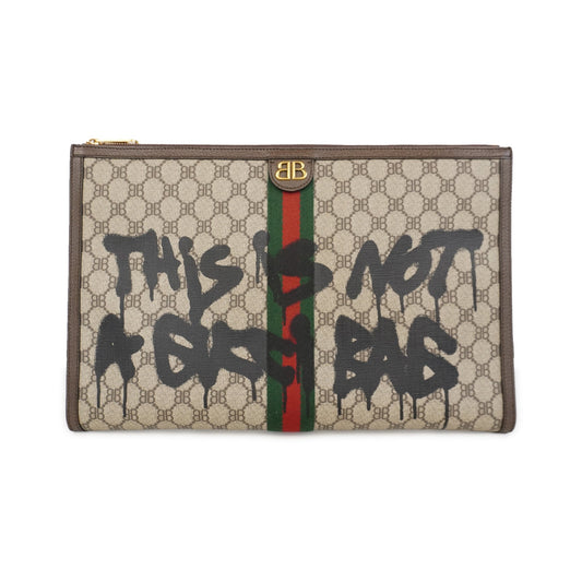 Gucci Monogram Nylon Leather Canvas Clutch