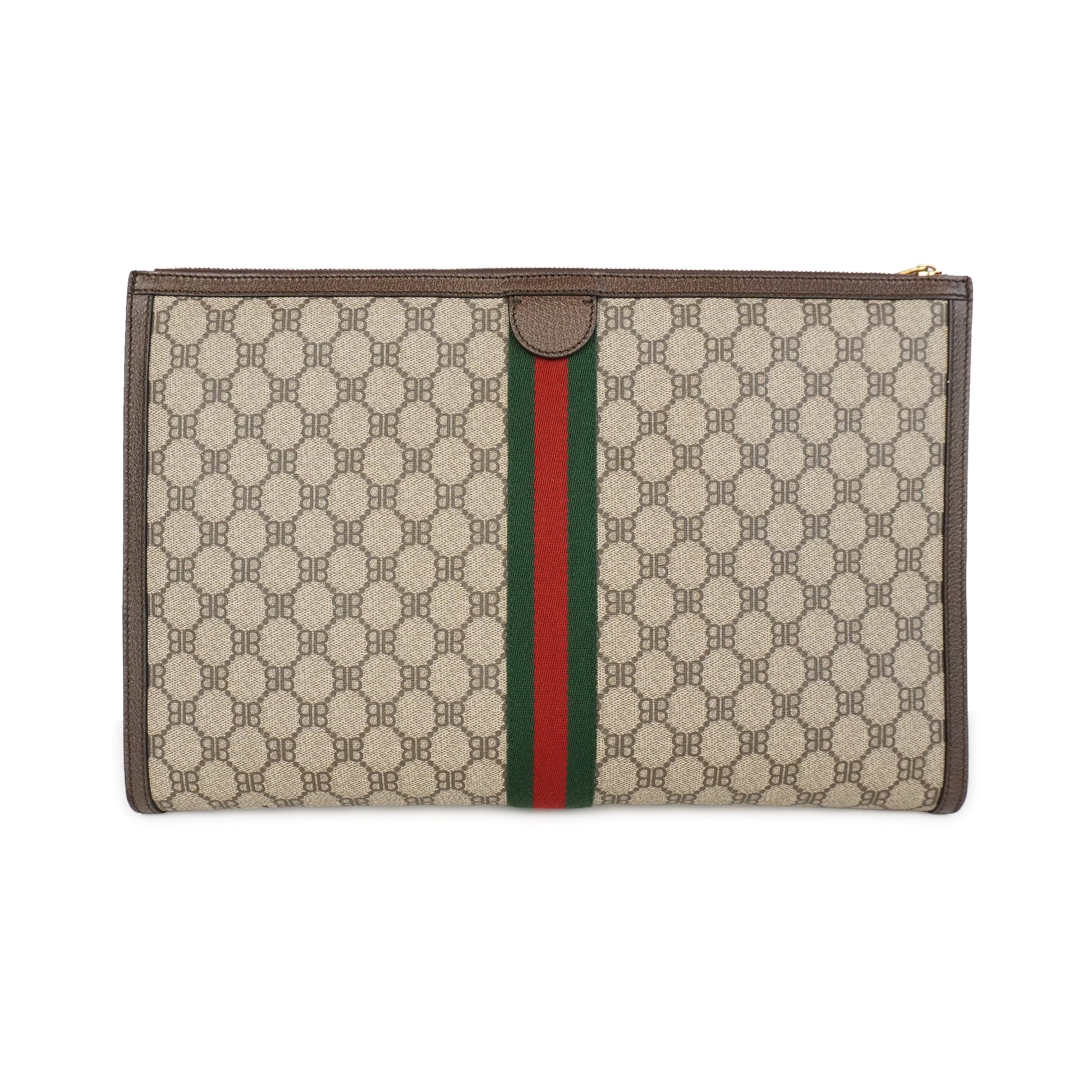 Gucci Monogram Nylon Leather Canvas Clutch