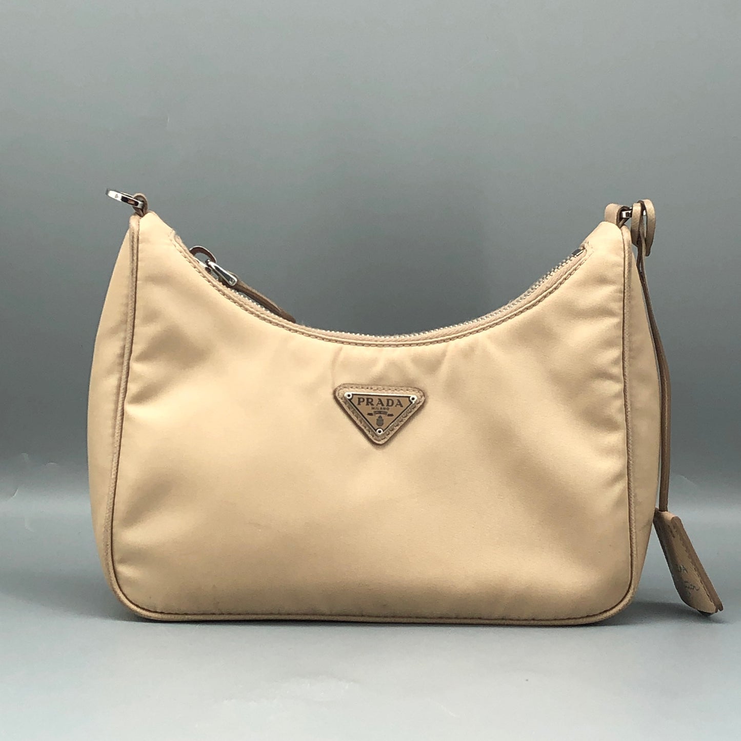 Prada Re-Nylon Classic Hobo Shoulder Bag Beige