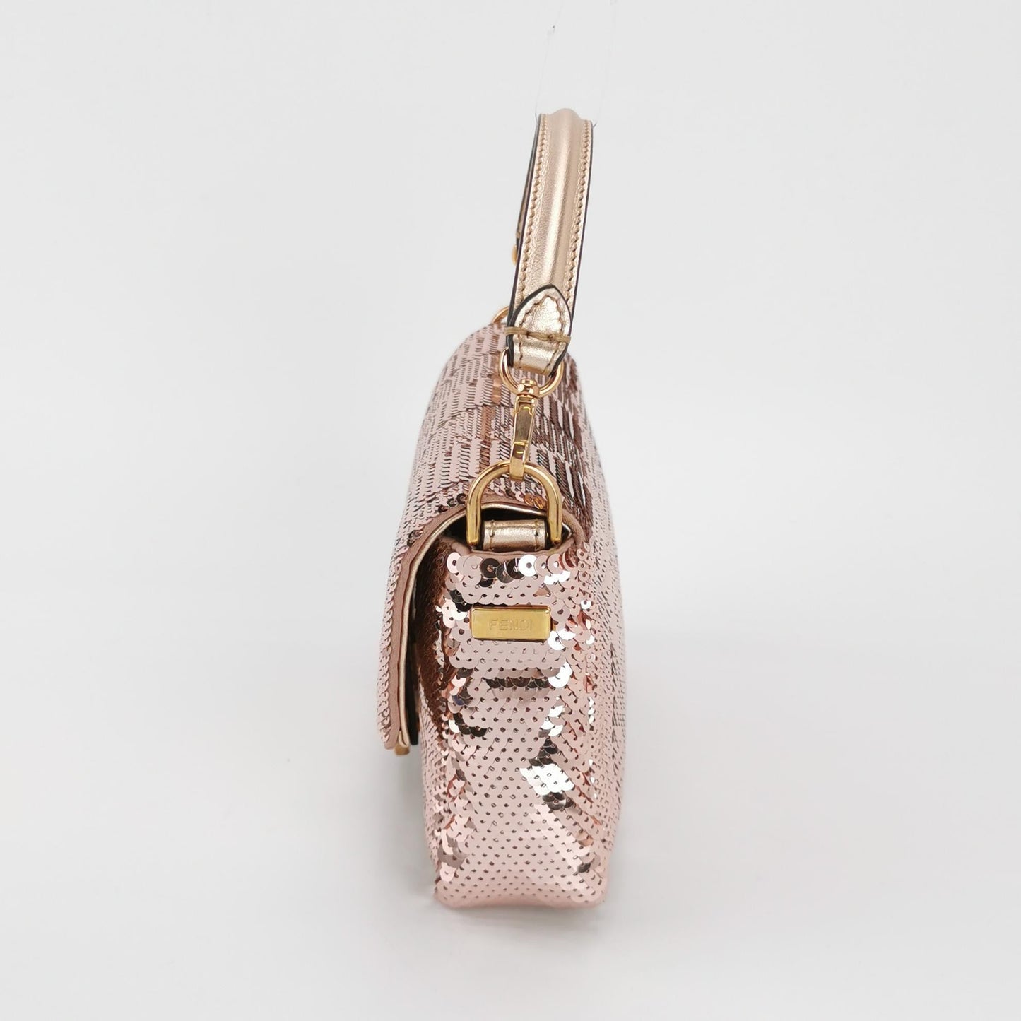 Fendi Baguette Mini Pink Glitter Sequins Valentine's Special Crossbody Bag