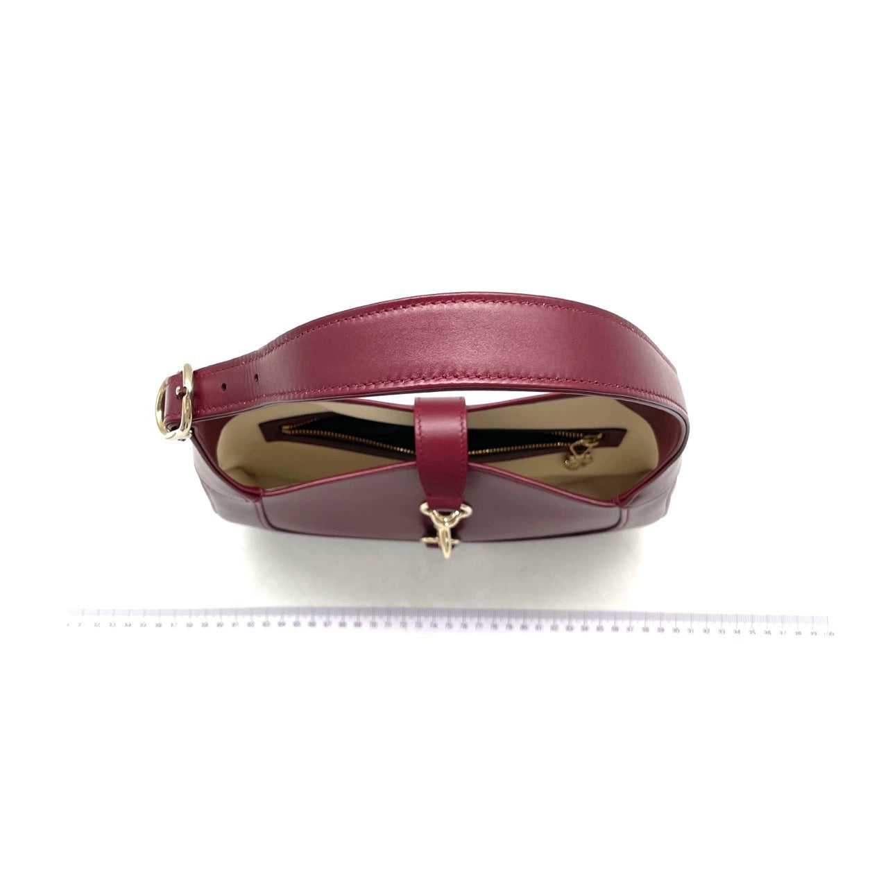 Gucci Jackie 1961 Small Ancora Red Burgundy Leather Shoulder Bag Clasp S24 No Strap