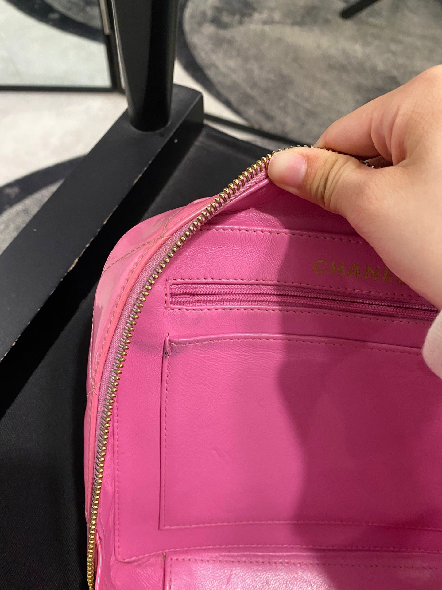 Chanel Vanity Bag Pink Patent Gold Hardware