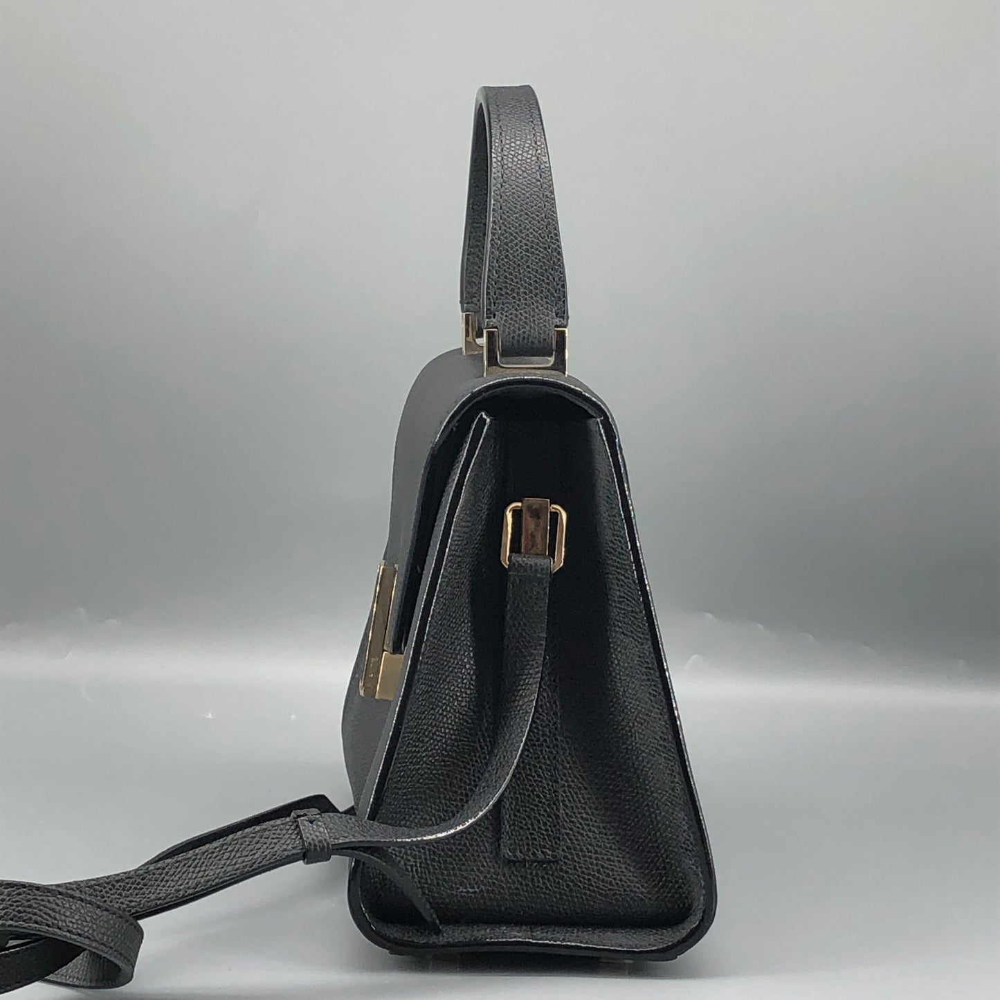 Valextra Iside Black Grained Calfskin Handbag