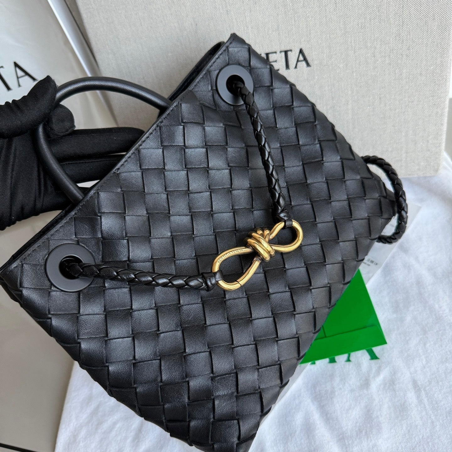 Bottega Veneta Small Andiamo Black Intrecciato Handbag 2026