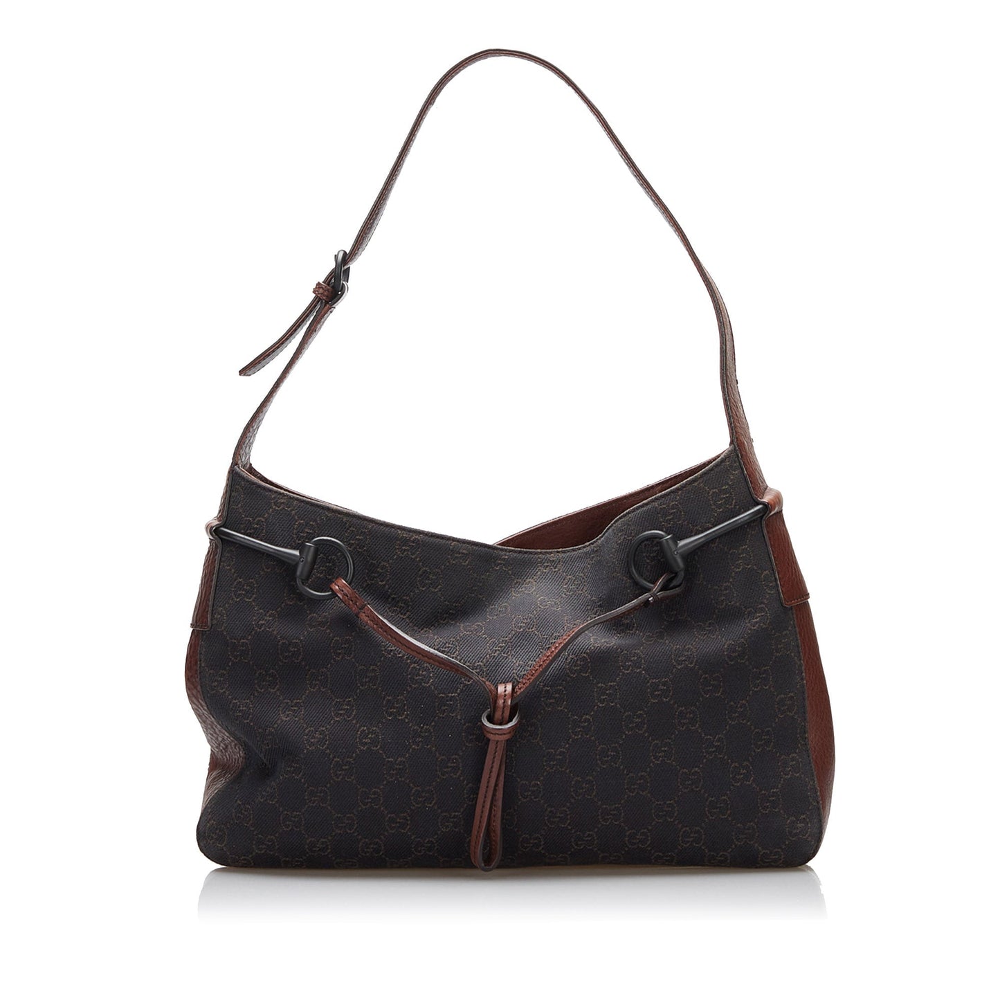 Gucci Horsebit Leather Canvas Shoulder Bag Style 7