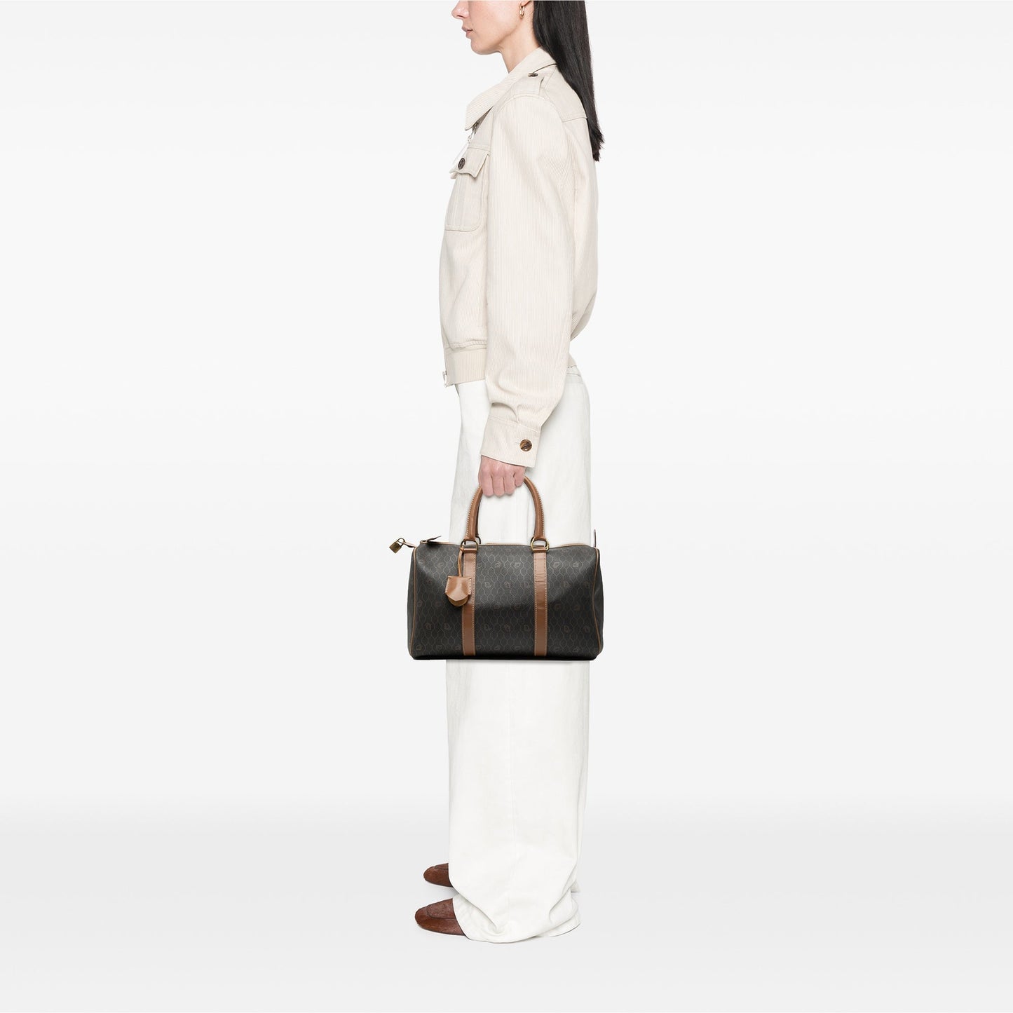 Black Dior Honeycomb Coated Canvas Boston Bag