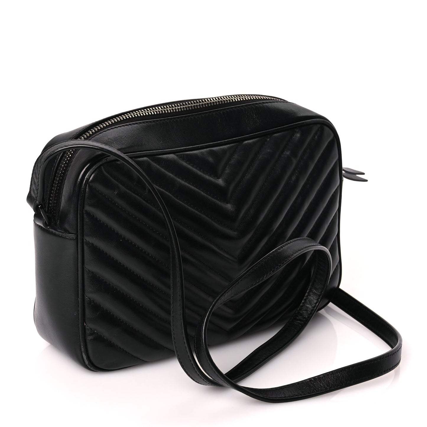 Saint Laurent Calfskin Matelasse Monogram Monochrome Lou Camera Bag Black