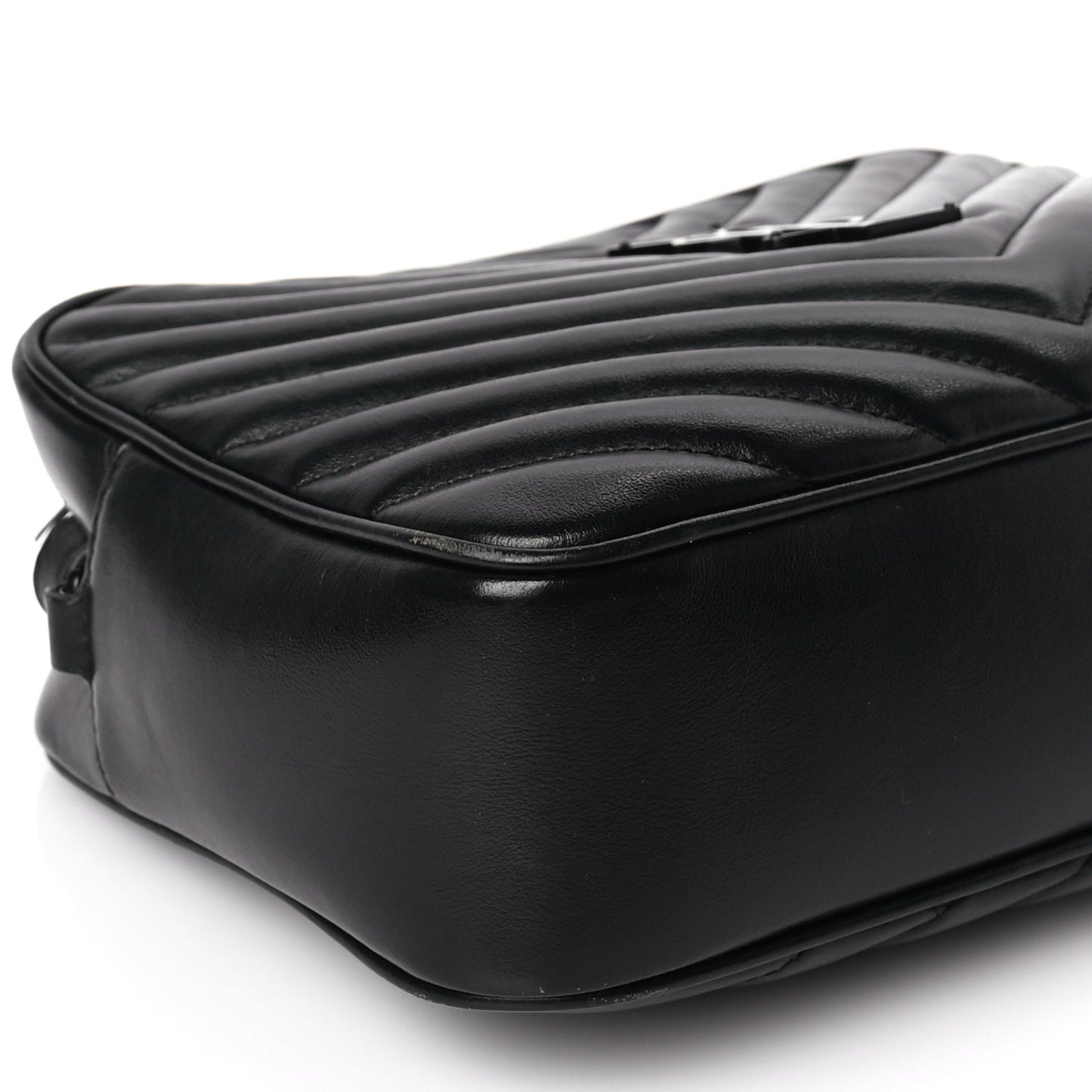 Saint Laurent Calfskin Matelasse Monogram Monochrome Lou Camera Bag Black